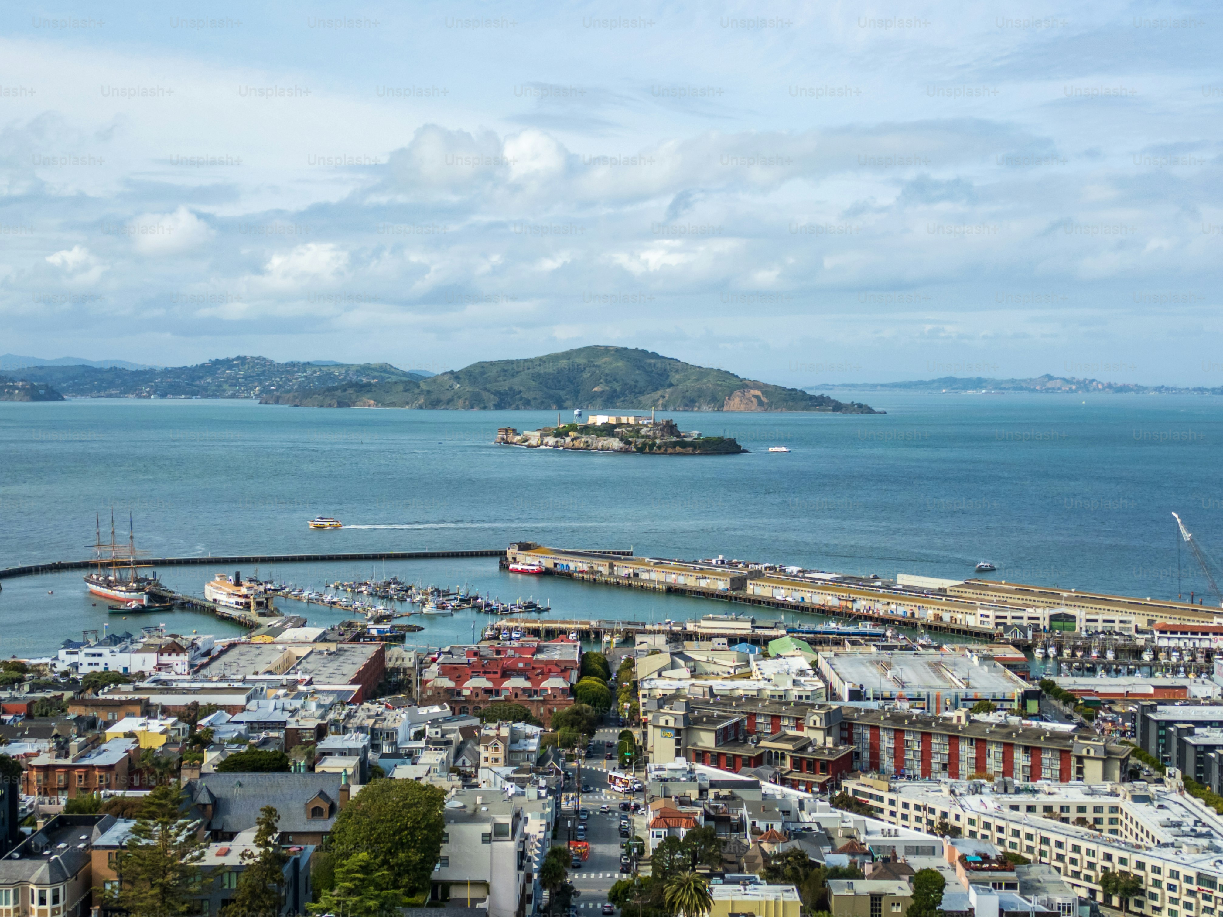 View of San Francisco cityscape above from Lombard Street - San Francisco - USA