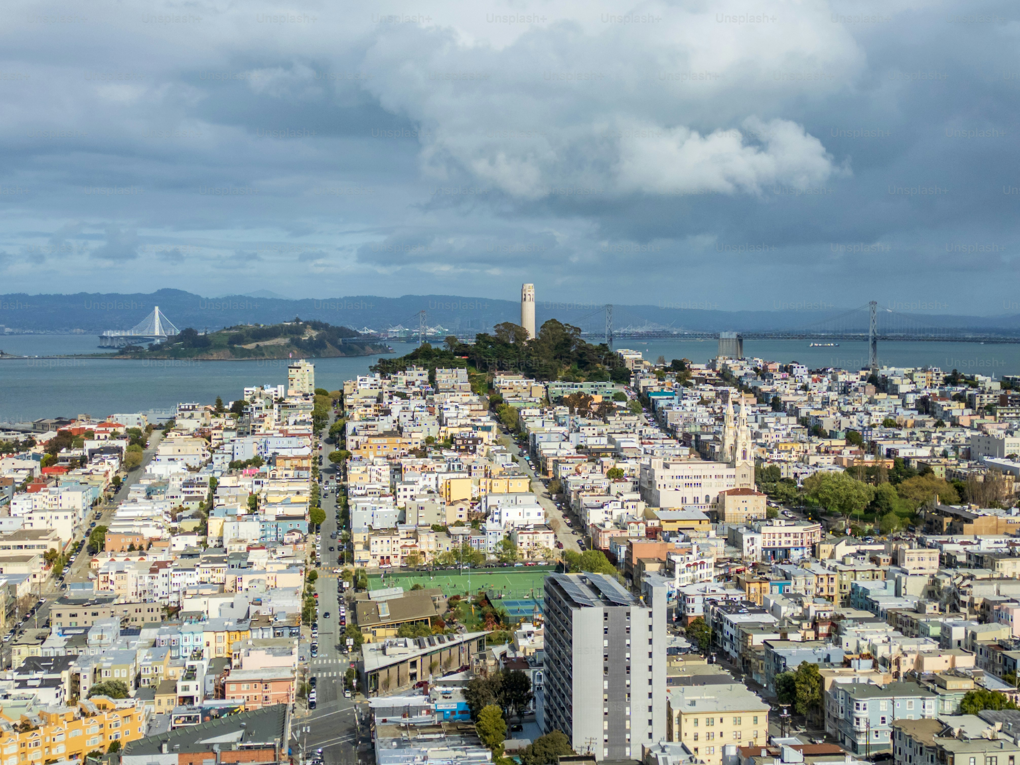 View of San Francisco cityscape above from Lombard Street - San Francisco - USA