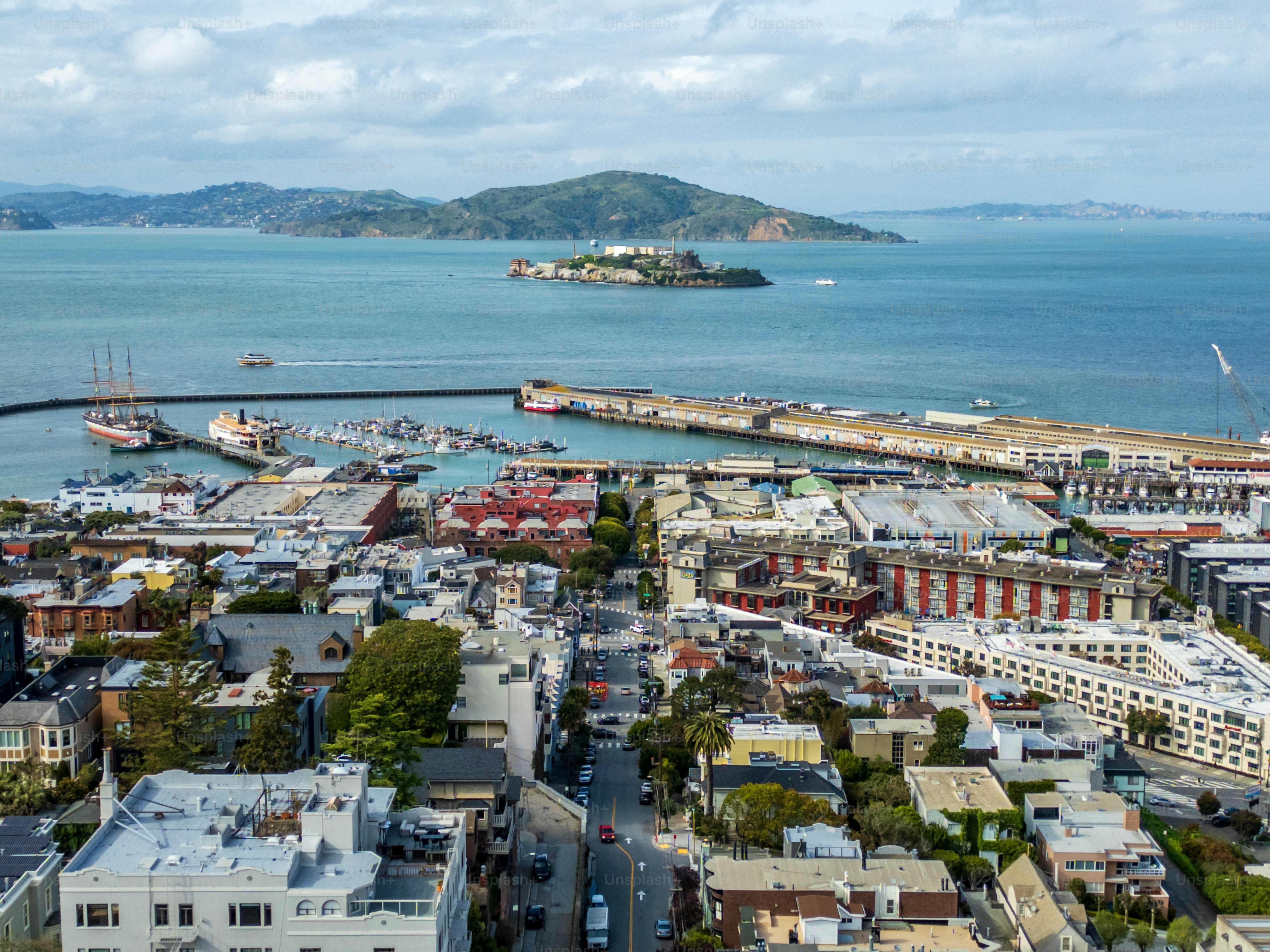 View of San Francisco cityscape above from Lombard Street - San Francisco - USA