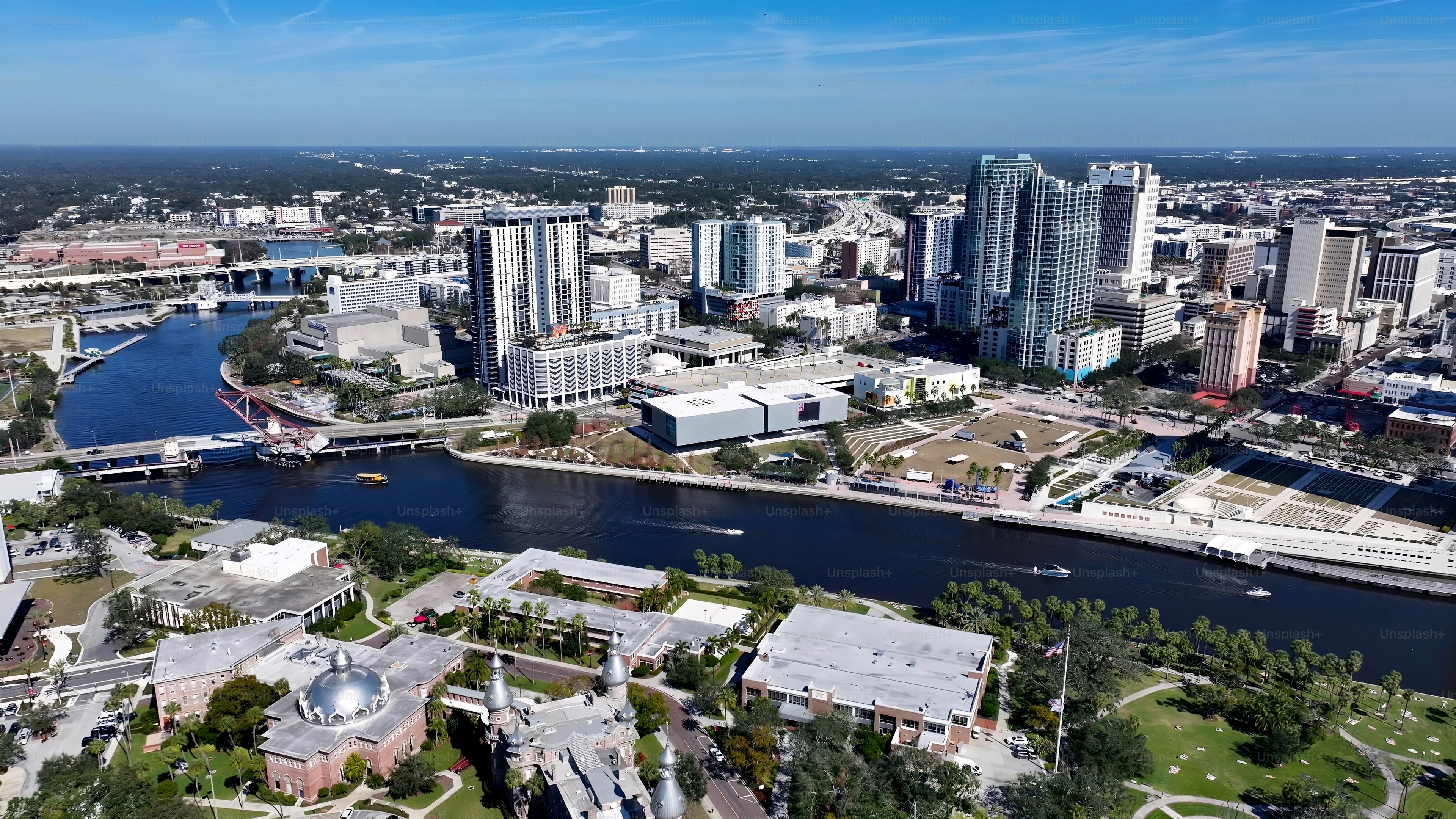 Tampa Skyline At Tampa In Florida United States. High Rise Buildings Landscape. Downtown District. Tampa Skyline At Florida United States. Coast City. Tampa Bay Outdoor.
