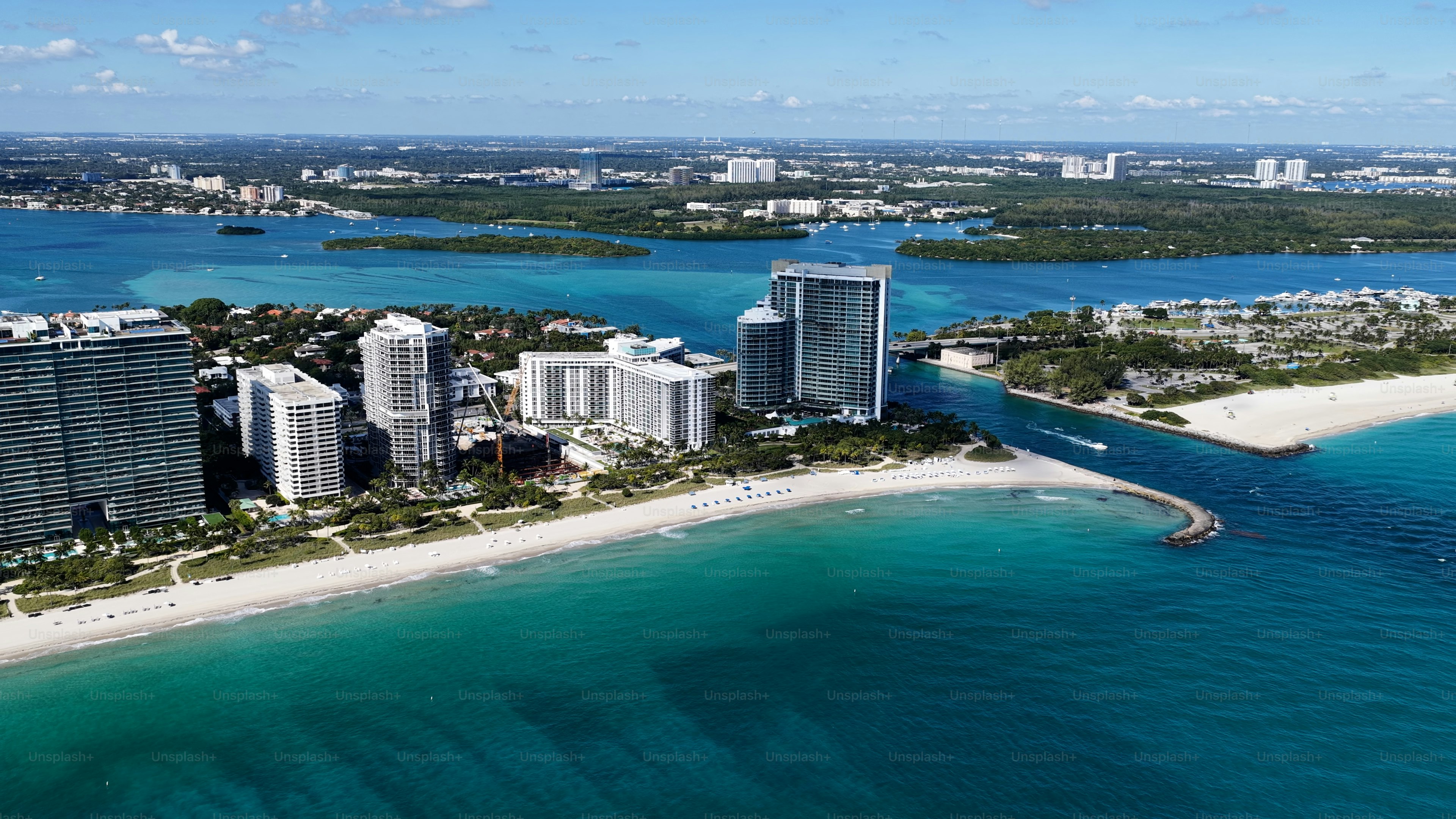 Sunny Isles Skyline At Sunny Isles Beach In Florida United States. Seascape Skyline. Downtown Landscape. Summer Travel. Sunny Isles Skyline At Sunny Isles Beach In Florida. Highrise Buildings.