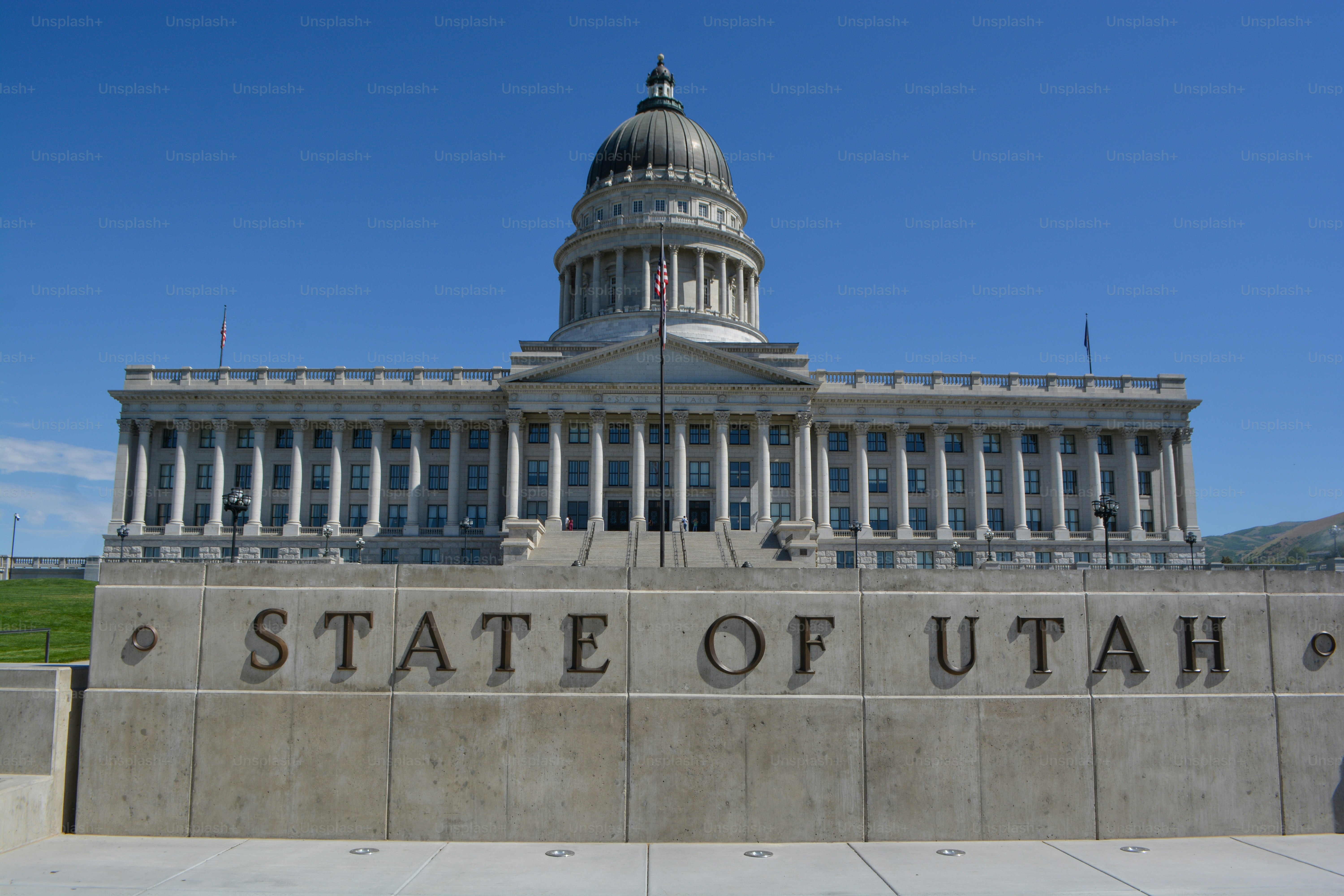 Historic Utah State Capitol in Salt Lake City, USA: The Neoclassical revival and Corinthian style landmark architecture built to survive most earthquakes