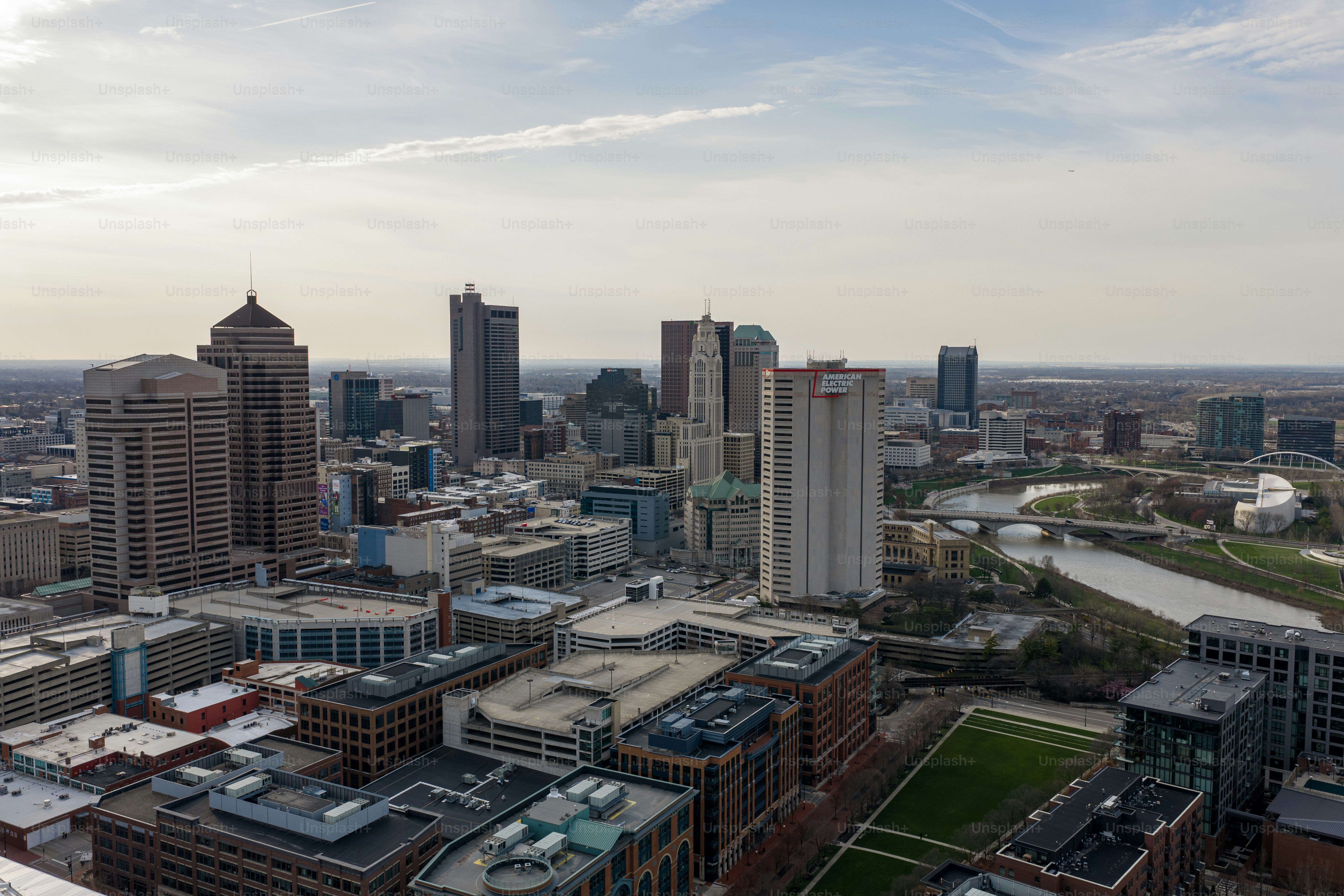 Vista aérea do centro de Columbus, Ohio