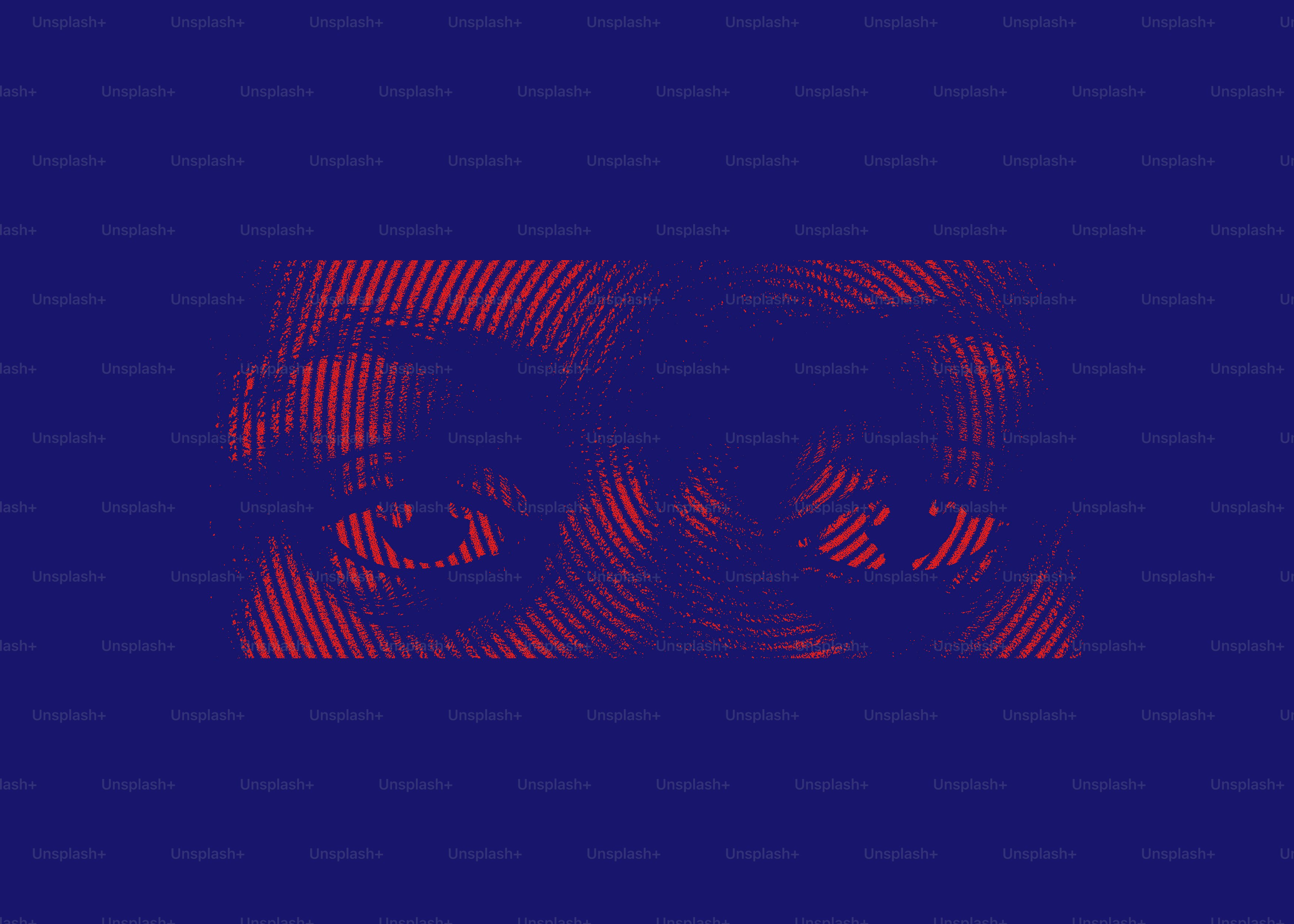 A pair of eyes rendered in red line art against a dark blue background