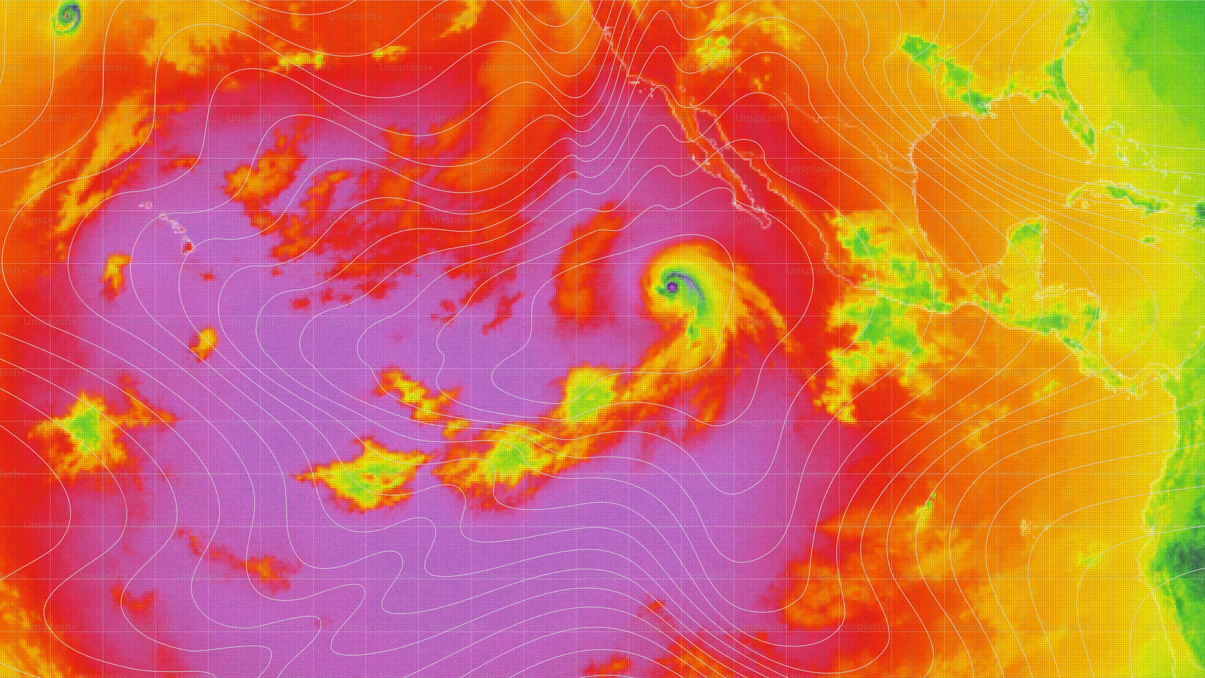 A colorful weather map showing a tropical cyclone off the coast of Mexico