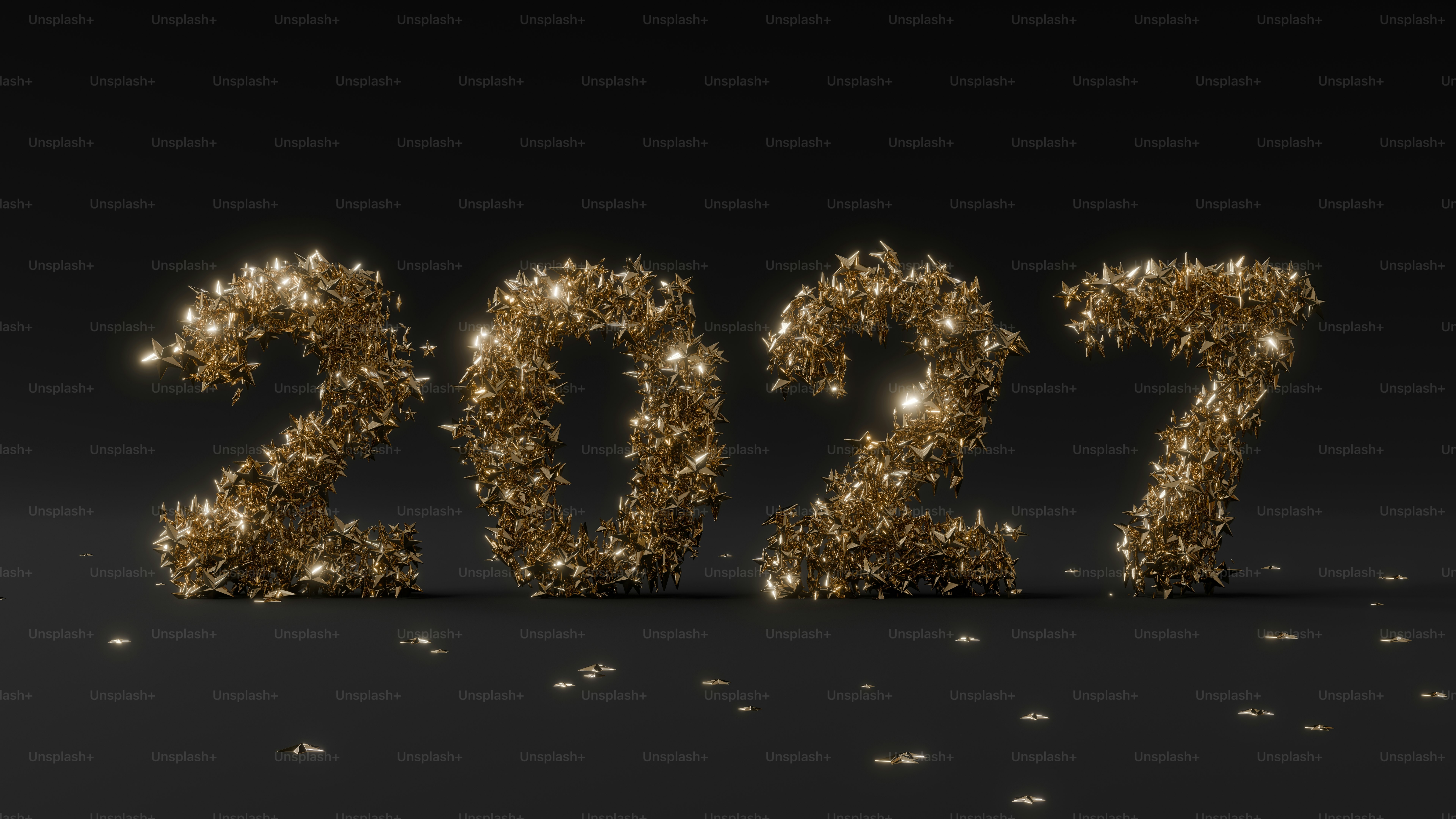 Il numero 2027 è formato da piccole stelle dorate su sfondo grigio scuro