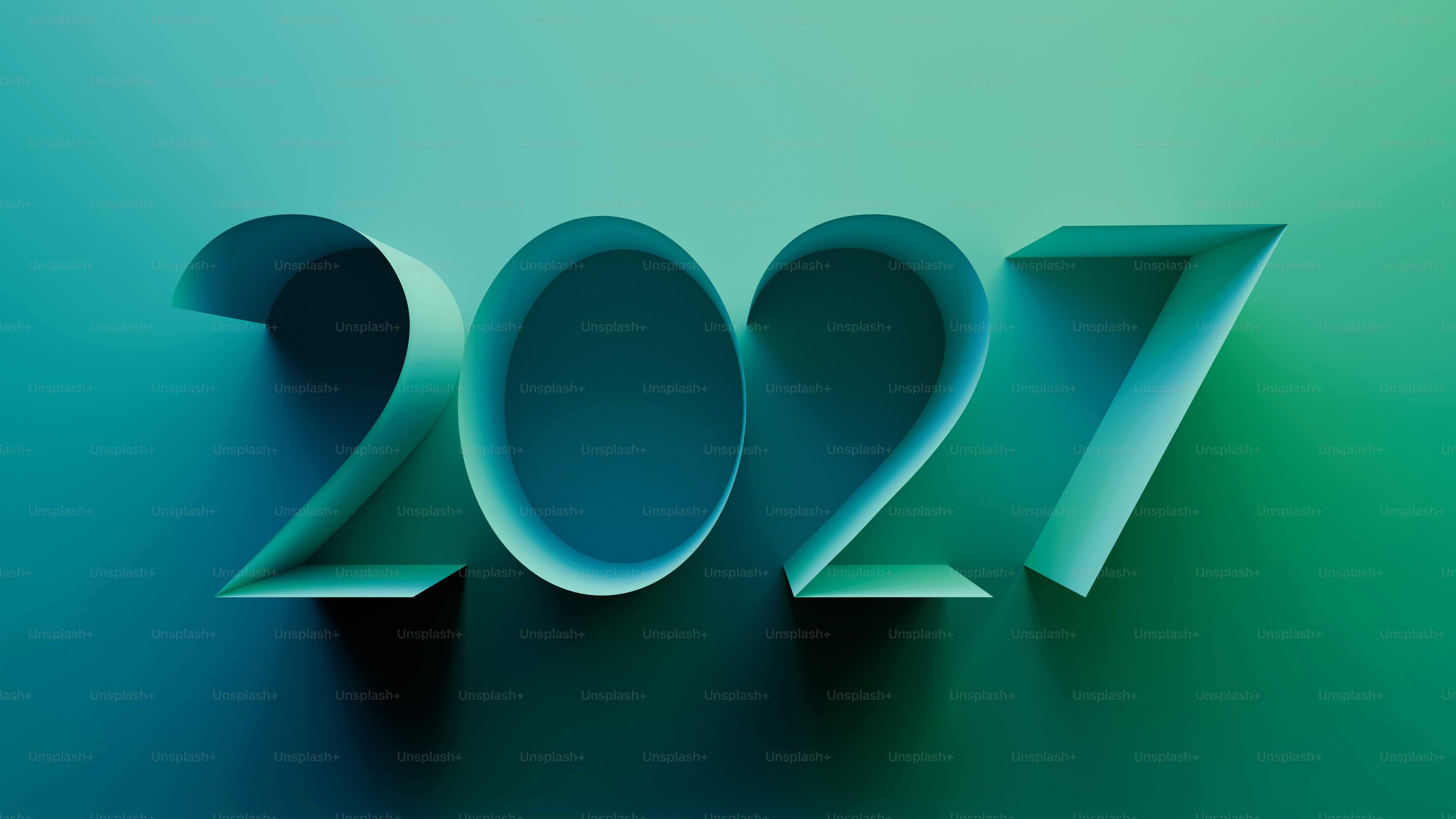 I numeri 2027 in stile carta tagliata su sfondo a sfumo teal