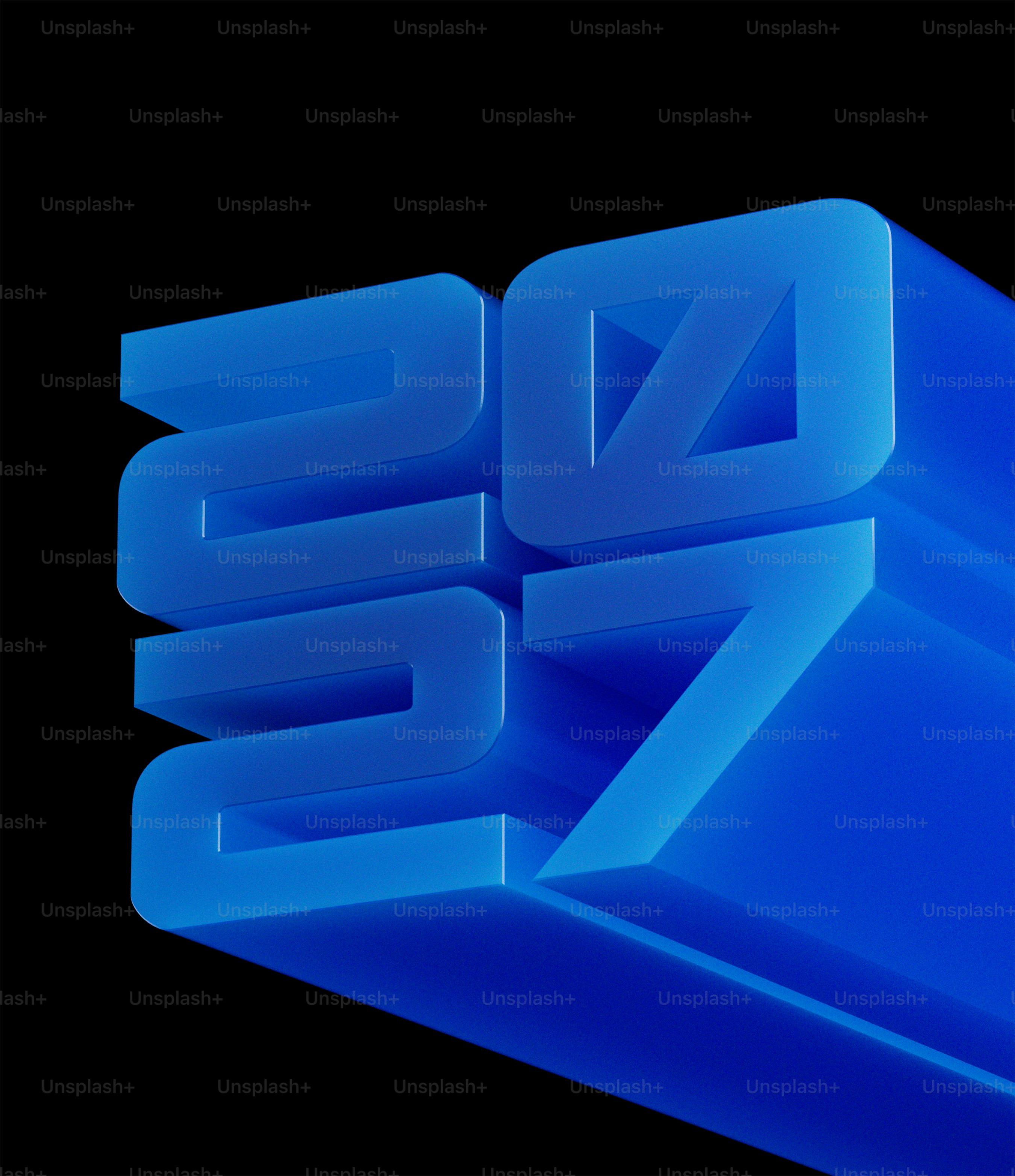 The number 2027 in bold blue three-dimensional lettering against a black background