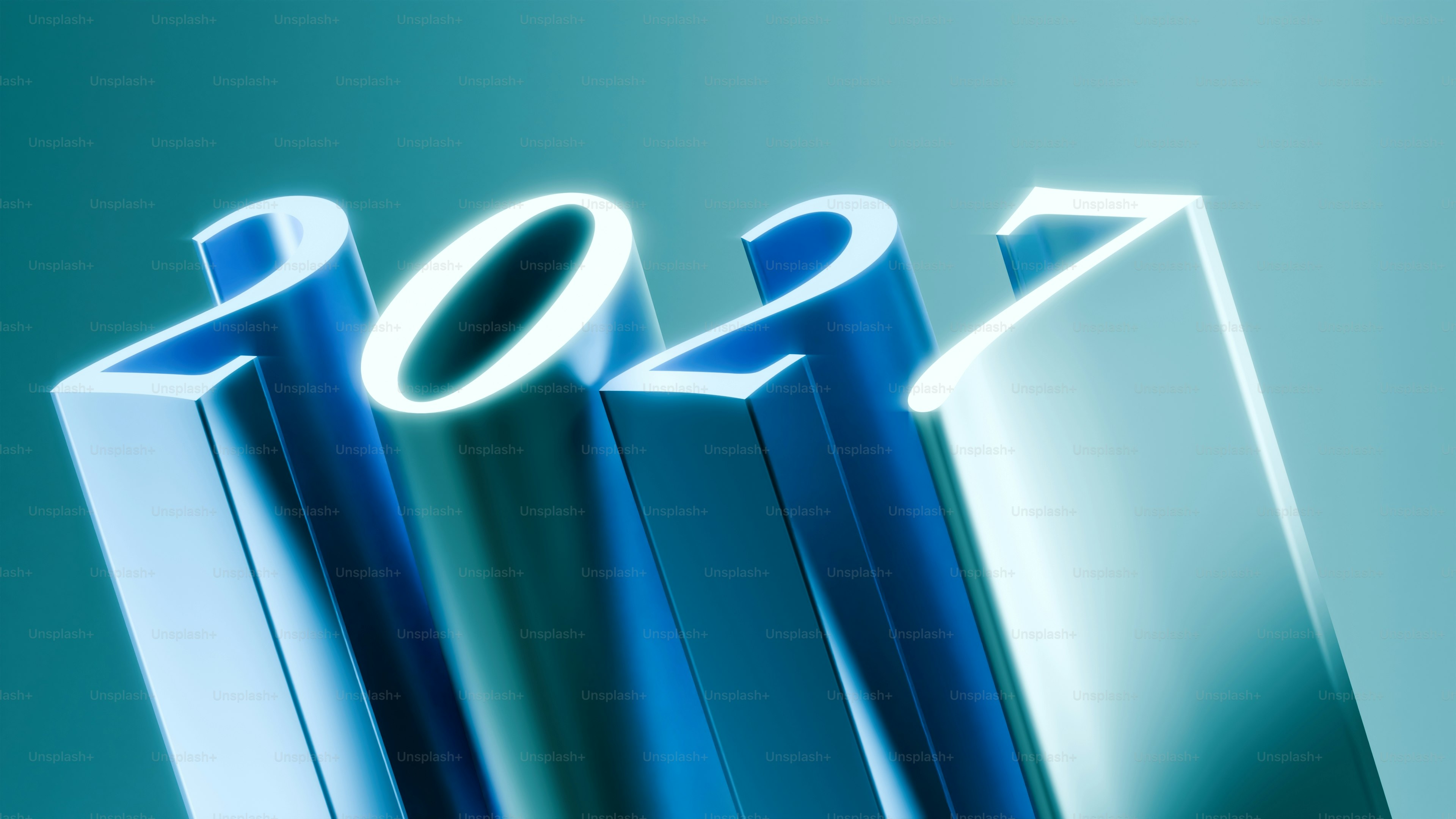 The numbers 2027 in large metallic blue and silver 3D lettering