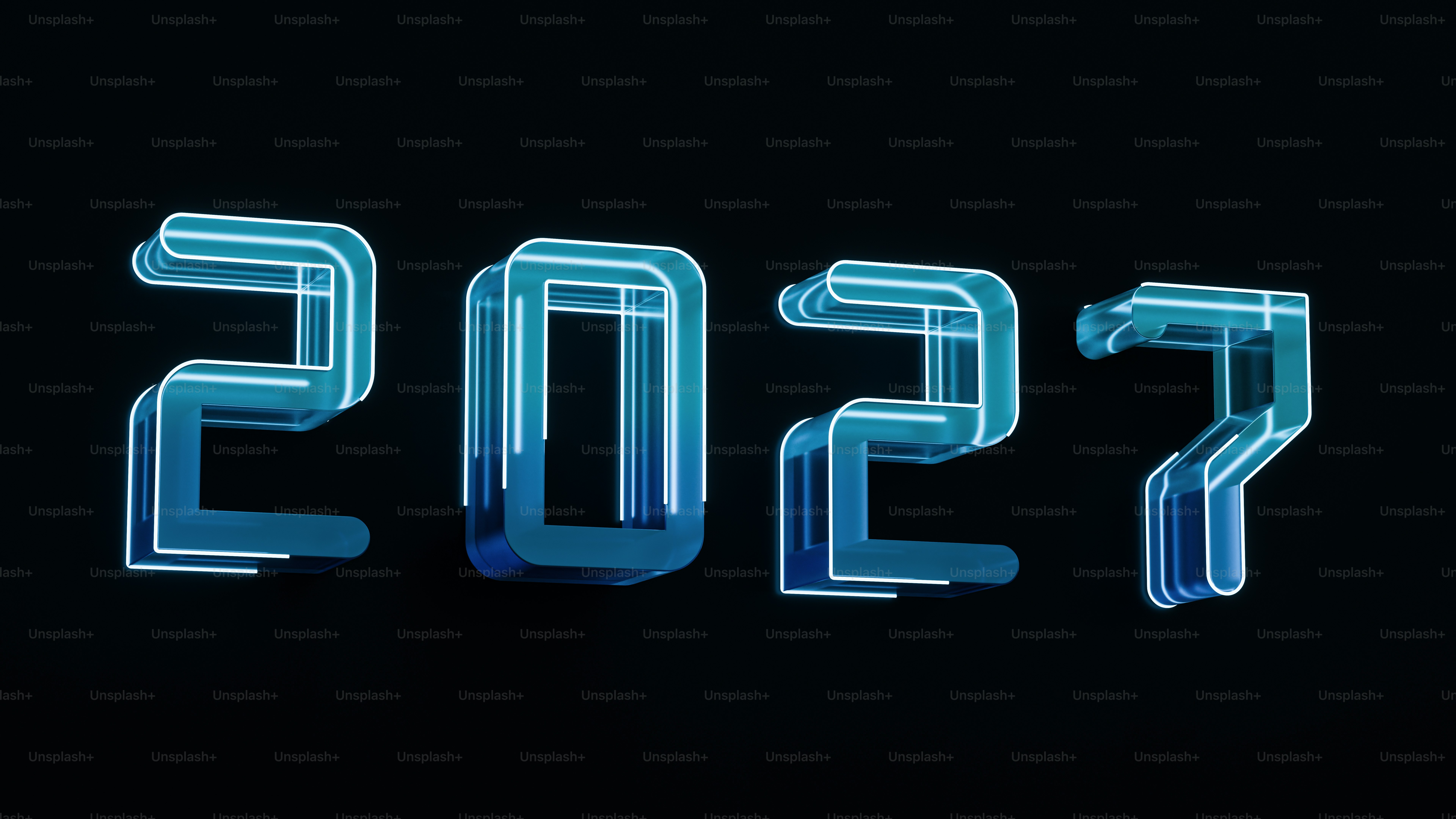 The numbers 2027 in glowing blue neon against a dark background