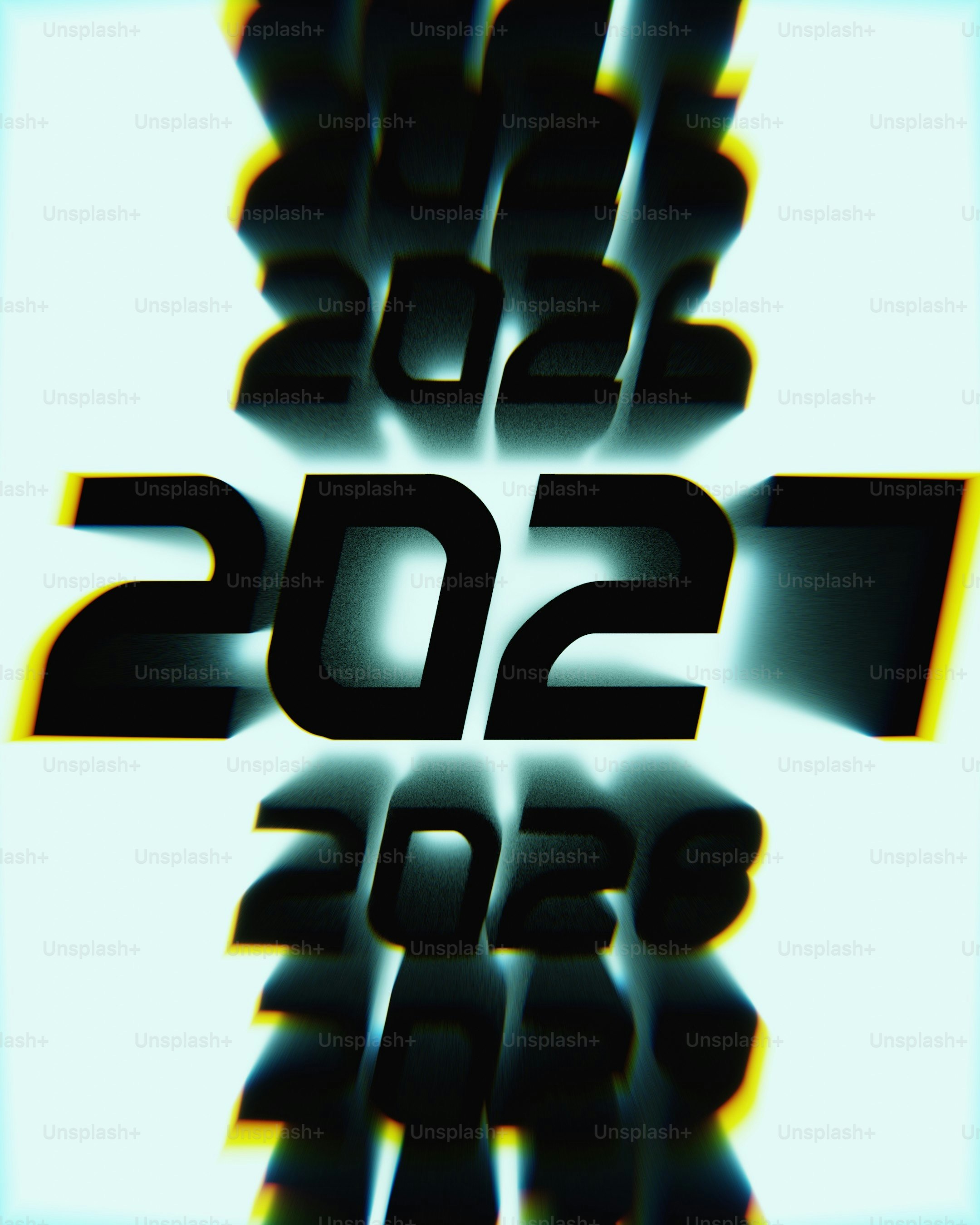 El número 2021 en negro con un efecto de desenfoque de movimiento sobre un fondo claro