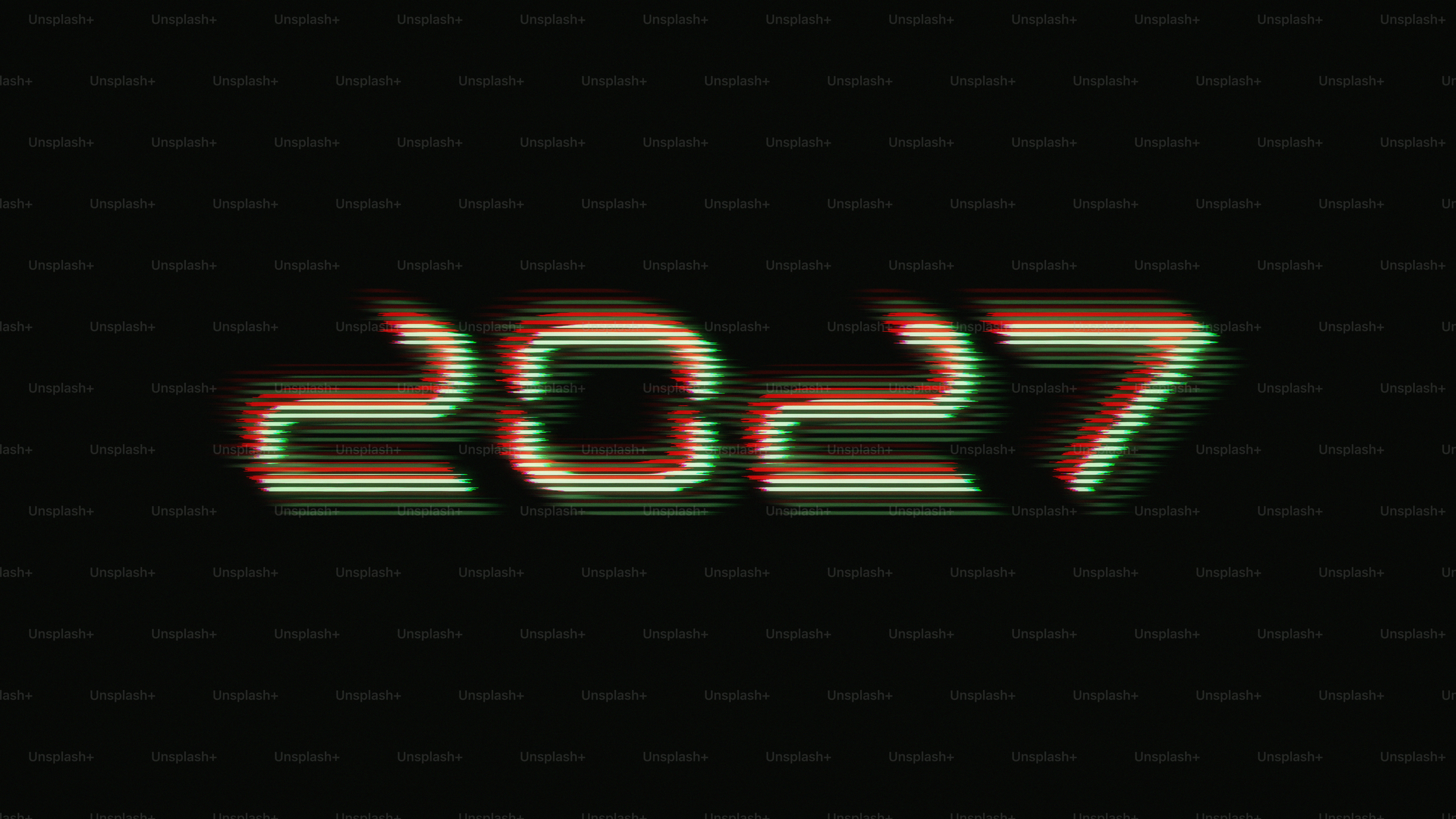 The number 2027 in a digital glitch style with red and green scanlines