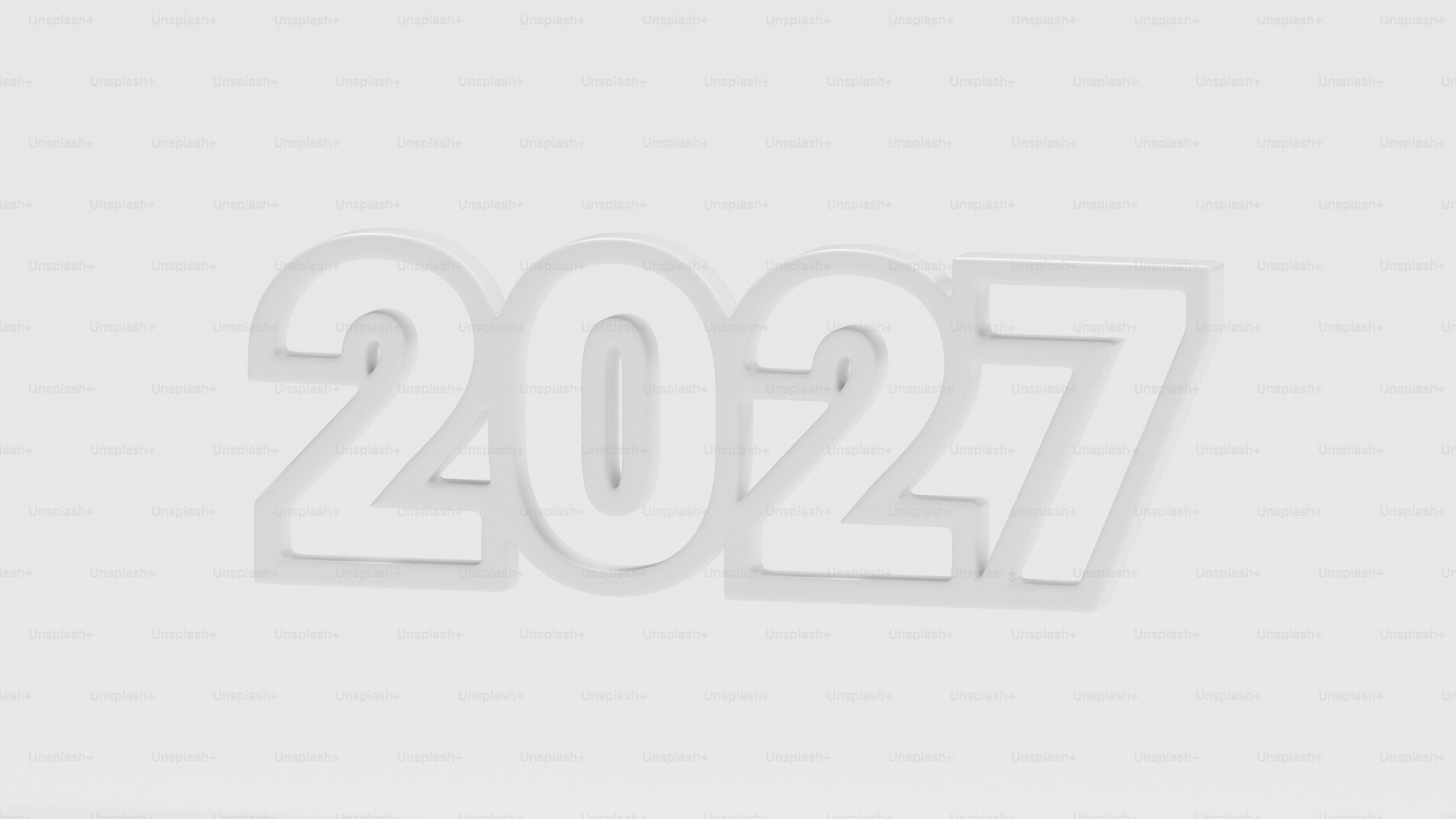 The white numbers 2027 standing on a plain white surface