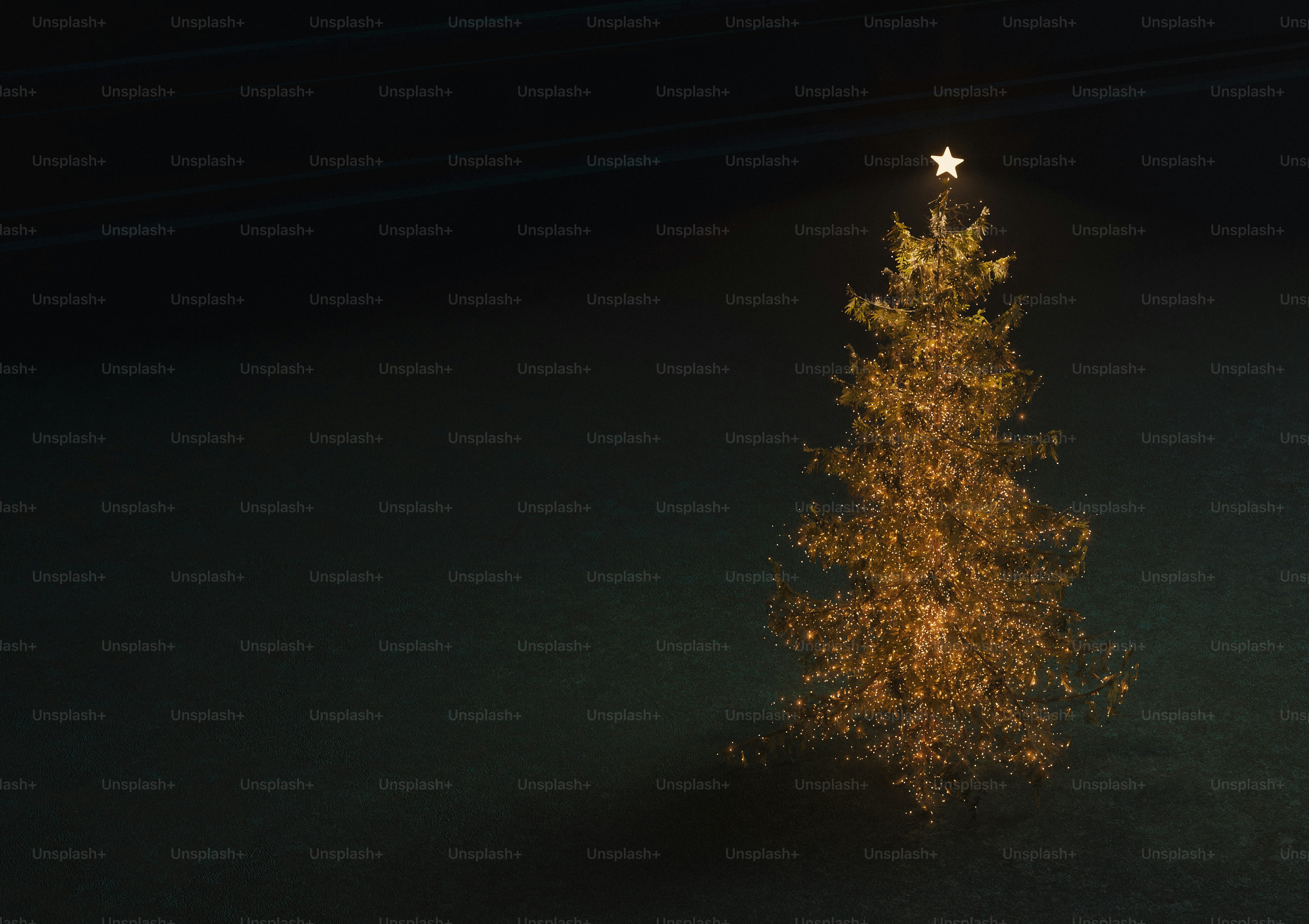 Christmas tree with warm fairy lights - Photo on Unsplash+