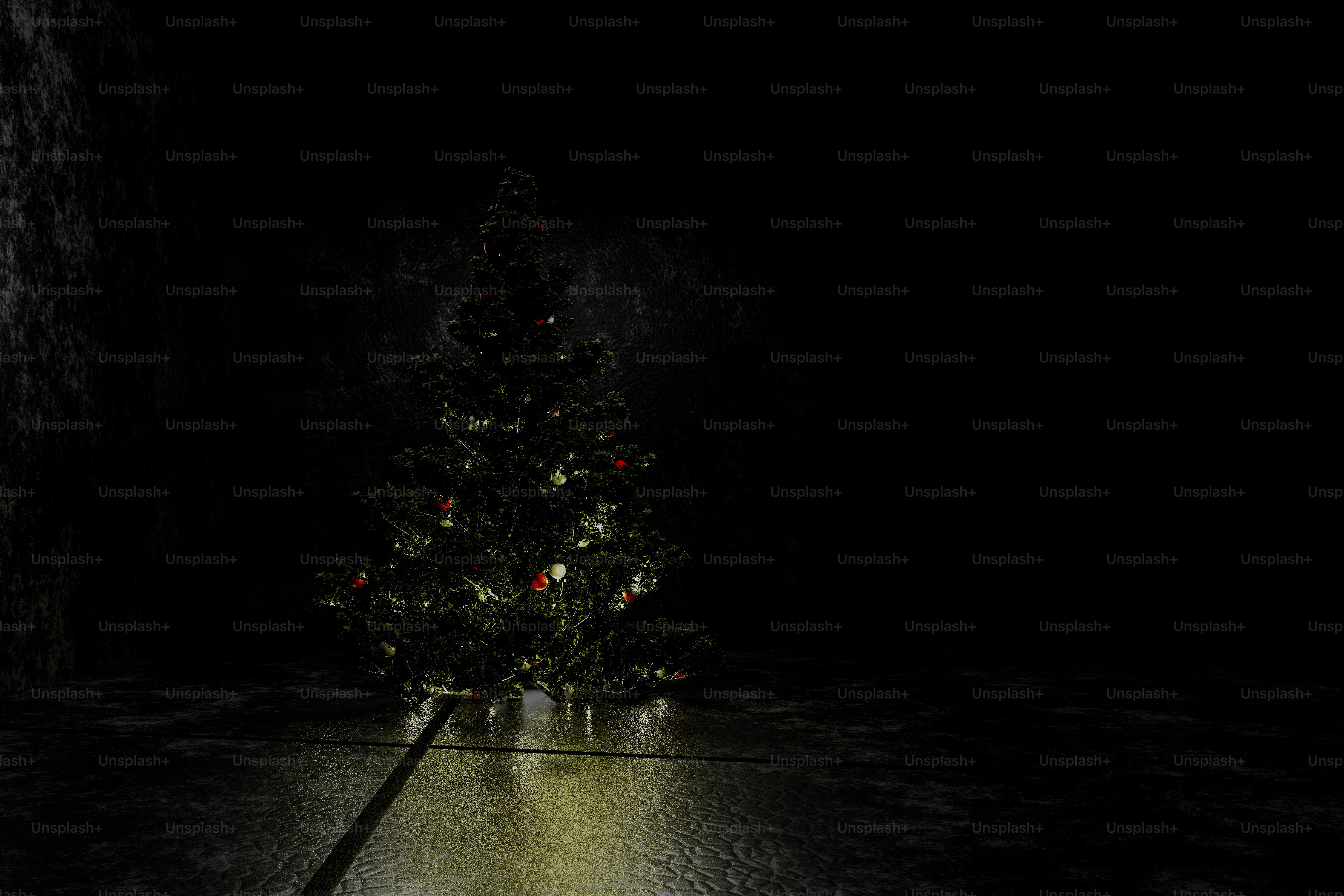 Decorated Christmas tree with glowing lights - Photo on Unsplash+