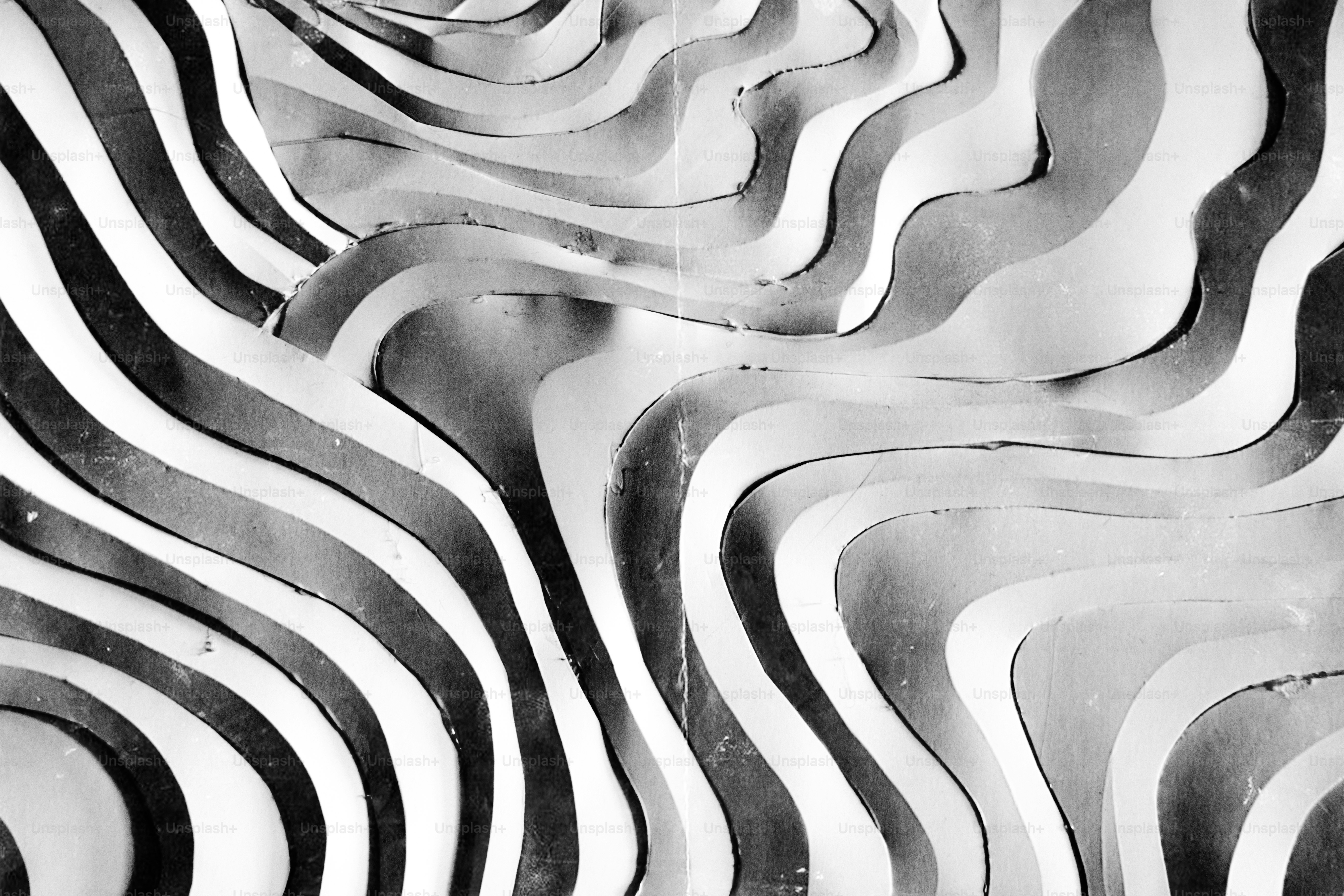 Abstract black and white wavy lines - Photo on Unsplash+