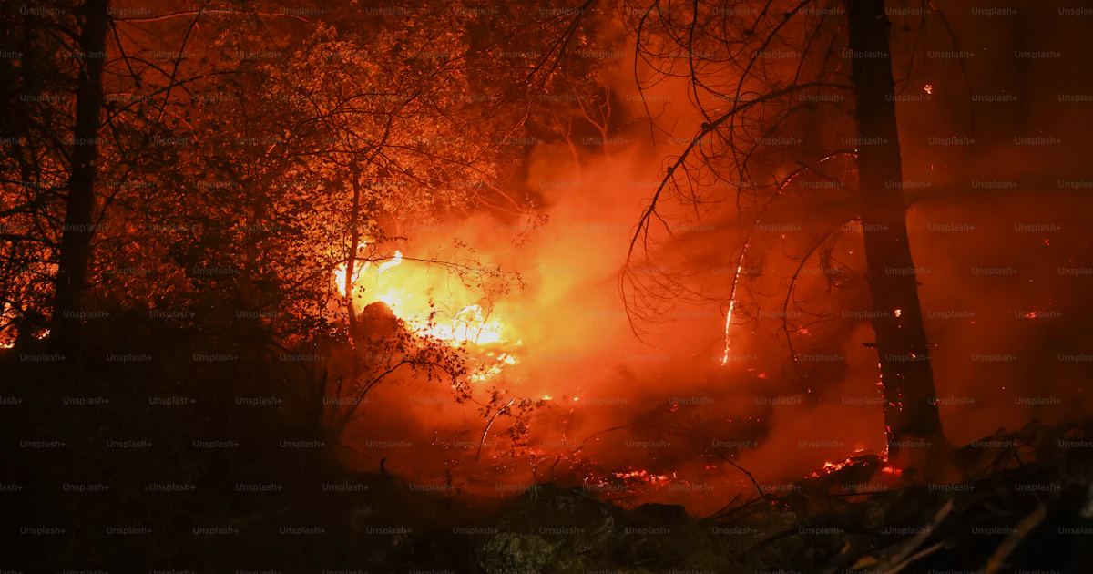 Plus Sign On Fire Forest fire burning at night - Photo on Unsplash+
