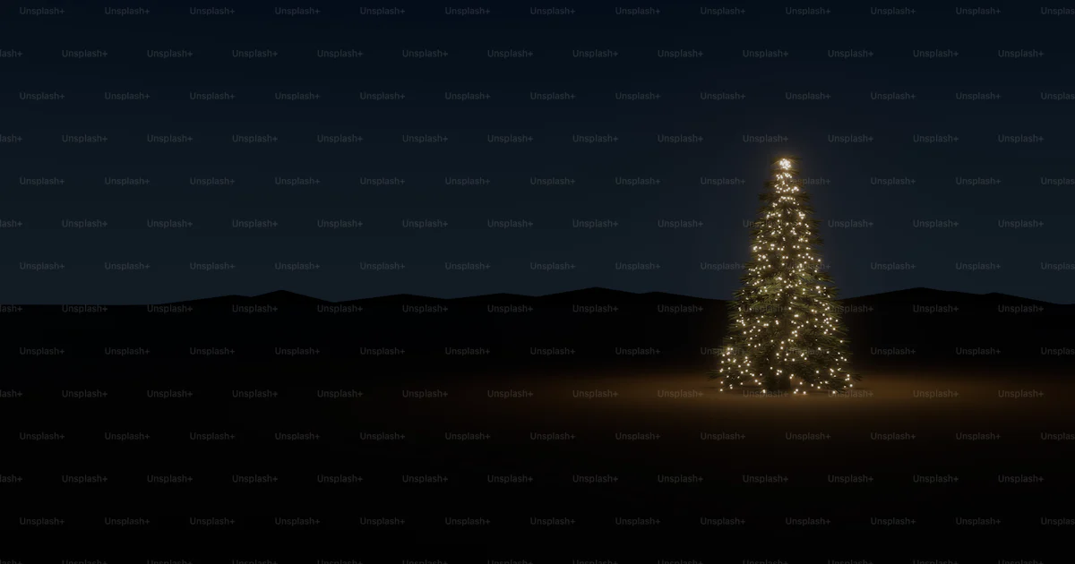 Landscape Rendring Glowing christmas tree in dark landscape - Photo on Unsplash+