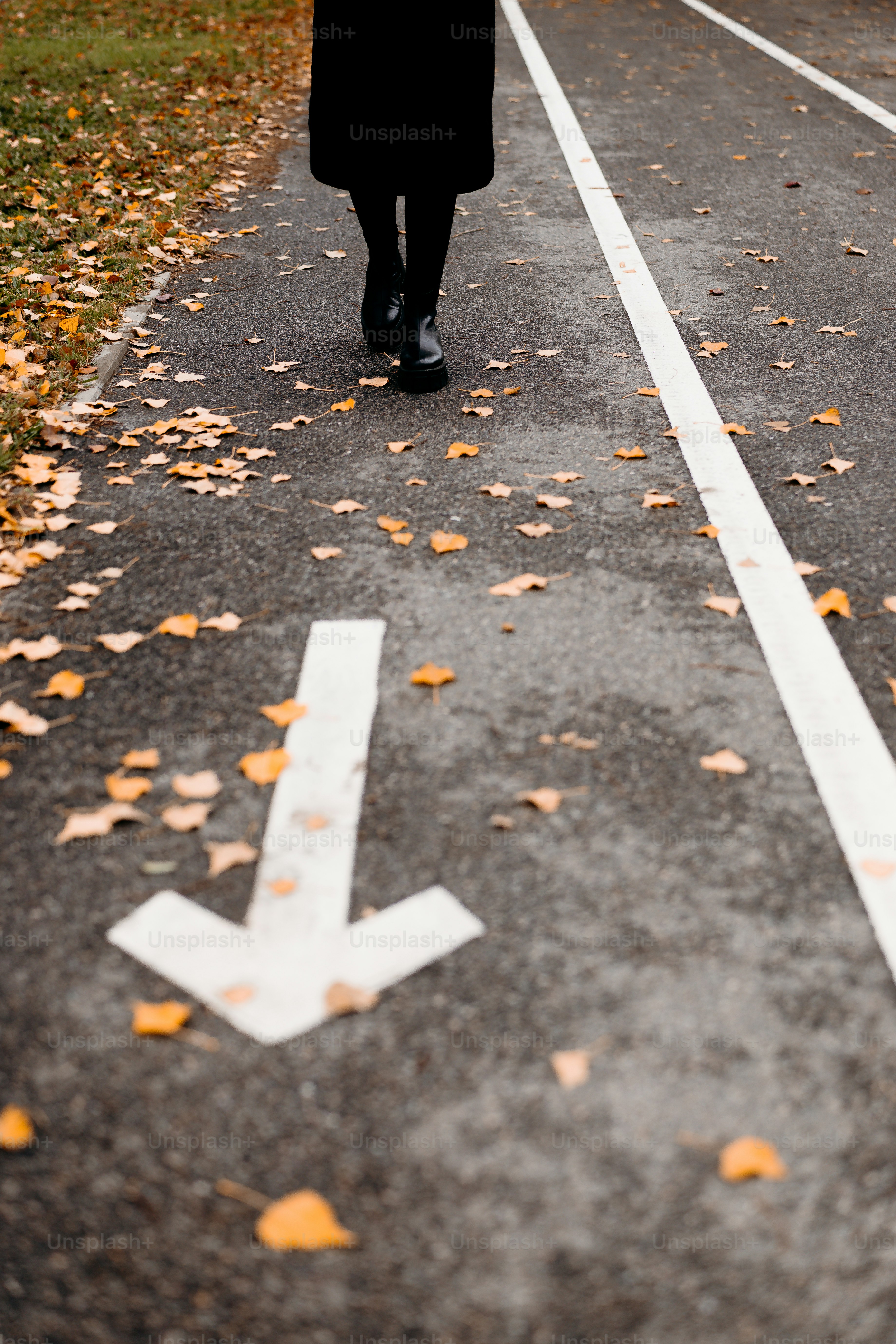 Directional arrows on asphalt road - Photo on Unsplash+