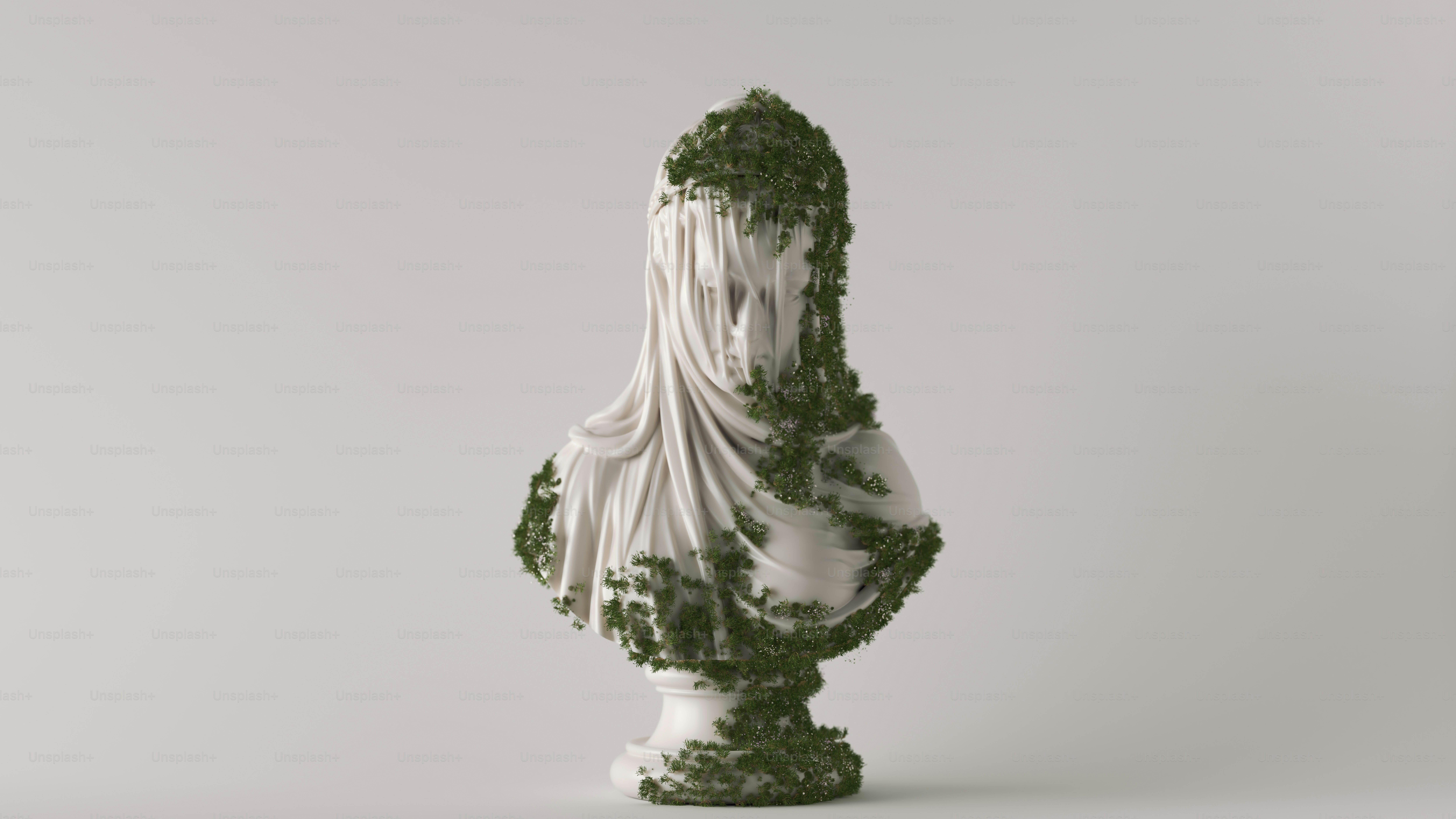 Marble bust covered in green ivy - Photo on Unsplash+