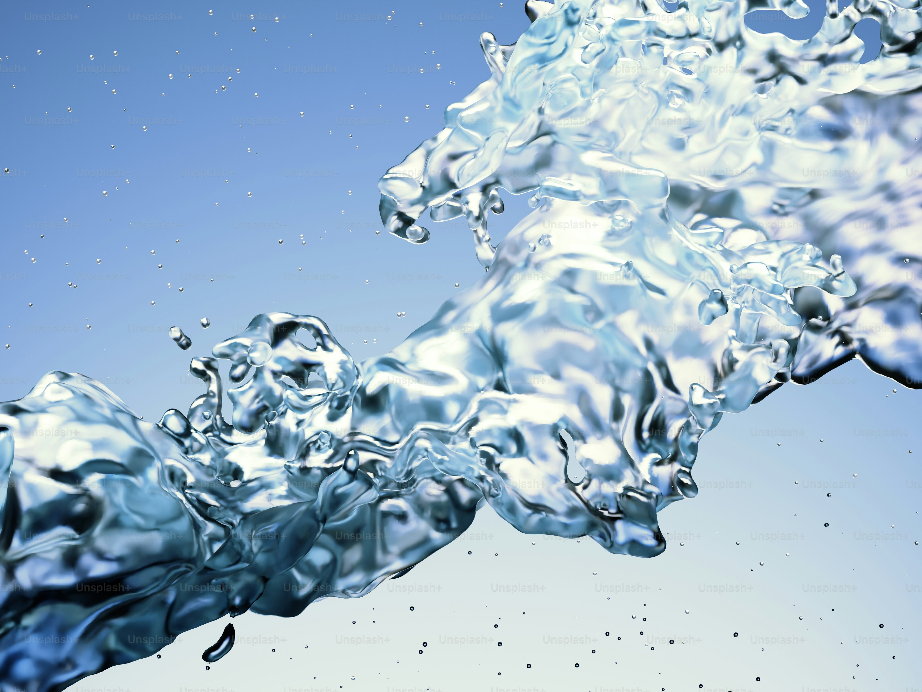 Dynamic water splash on blue background - Photo on Unsplash+