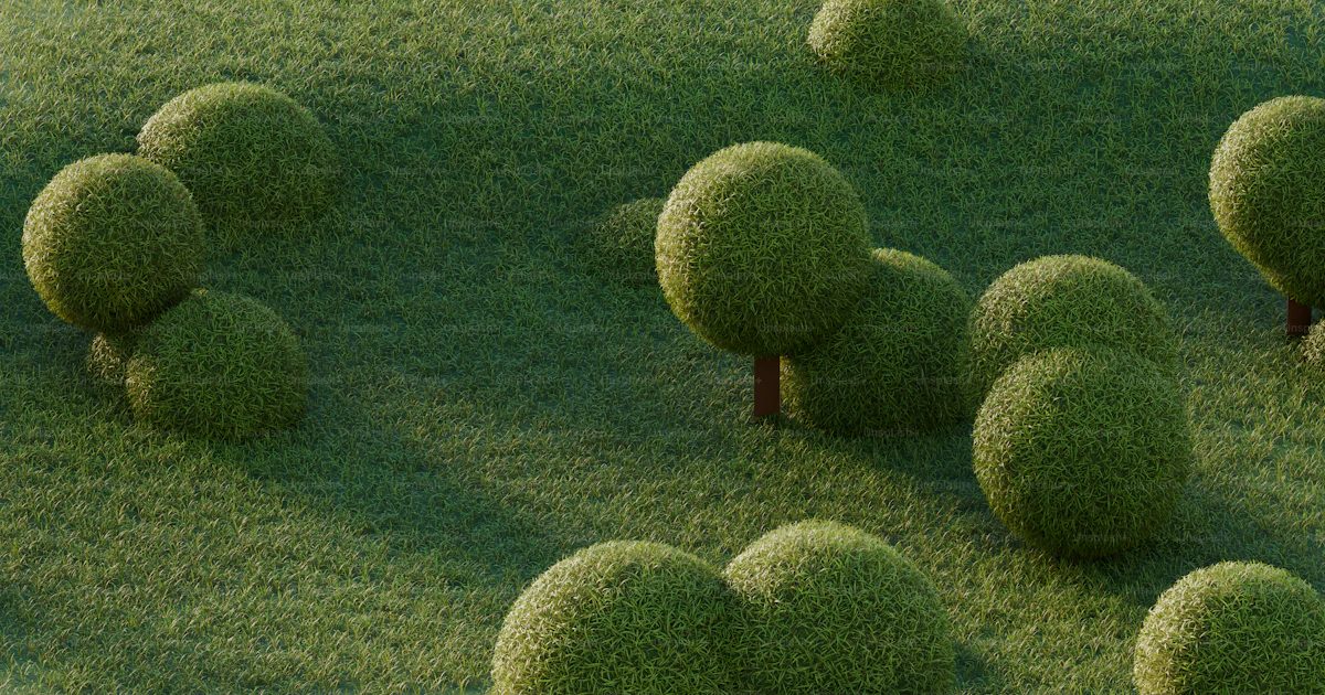 Landscape Rendring Spherical green trees on grassy landscape - Photo on Unsplash+