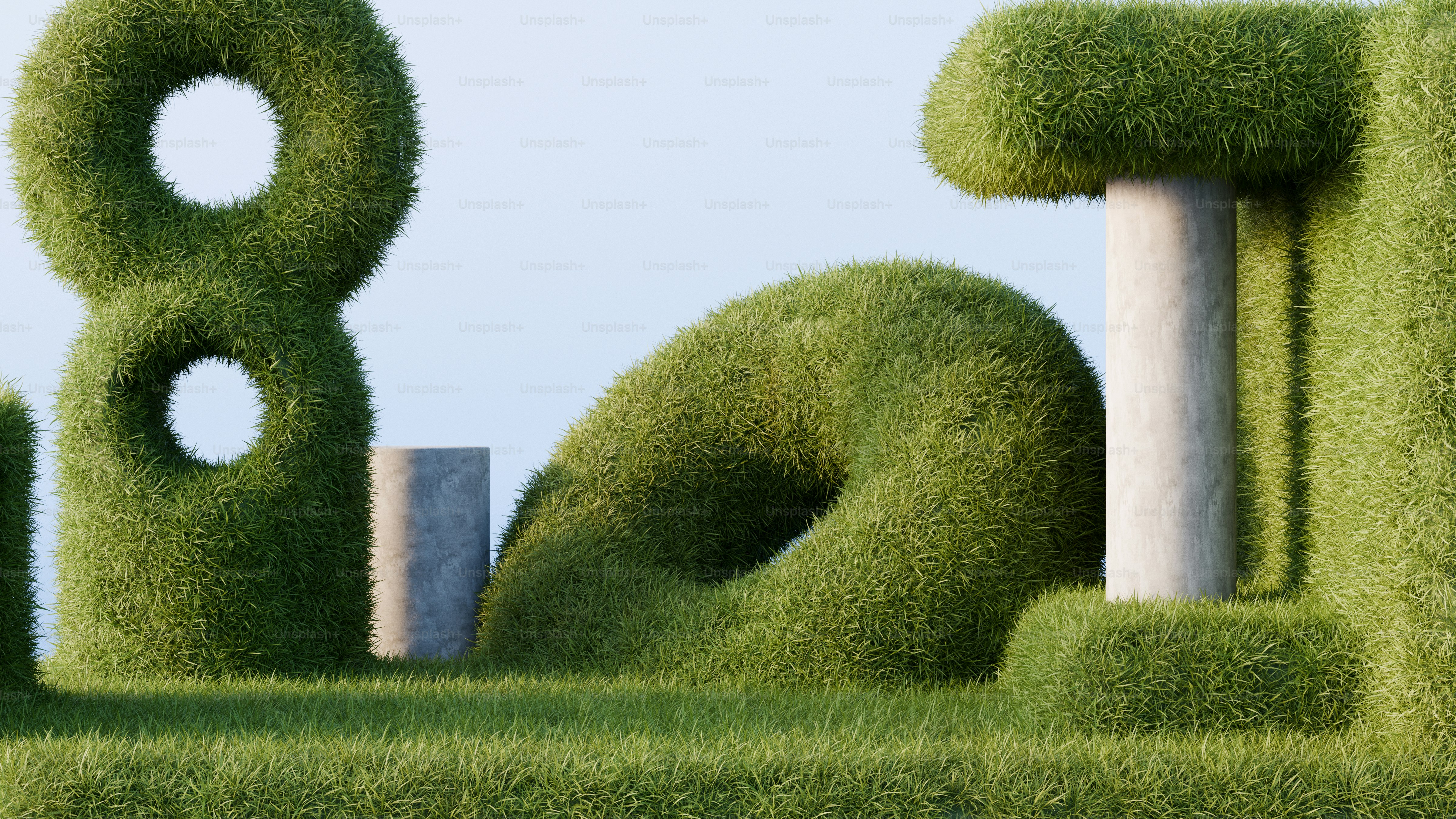 Abstract concrete structures with grass - Photo on Unsplash+