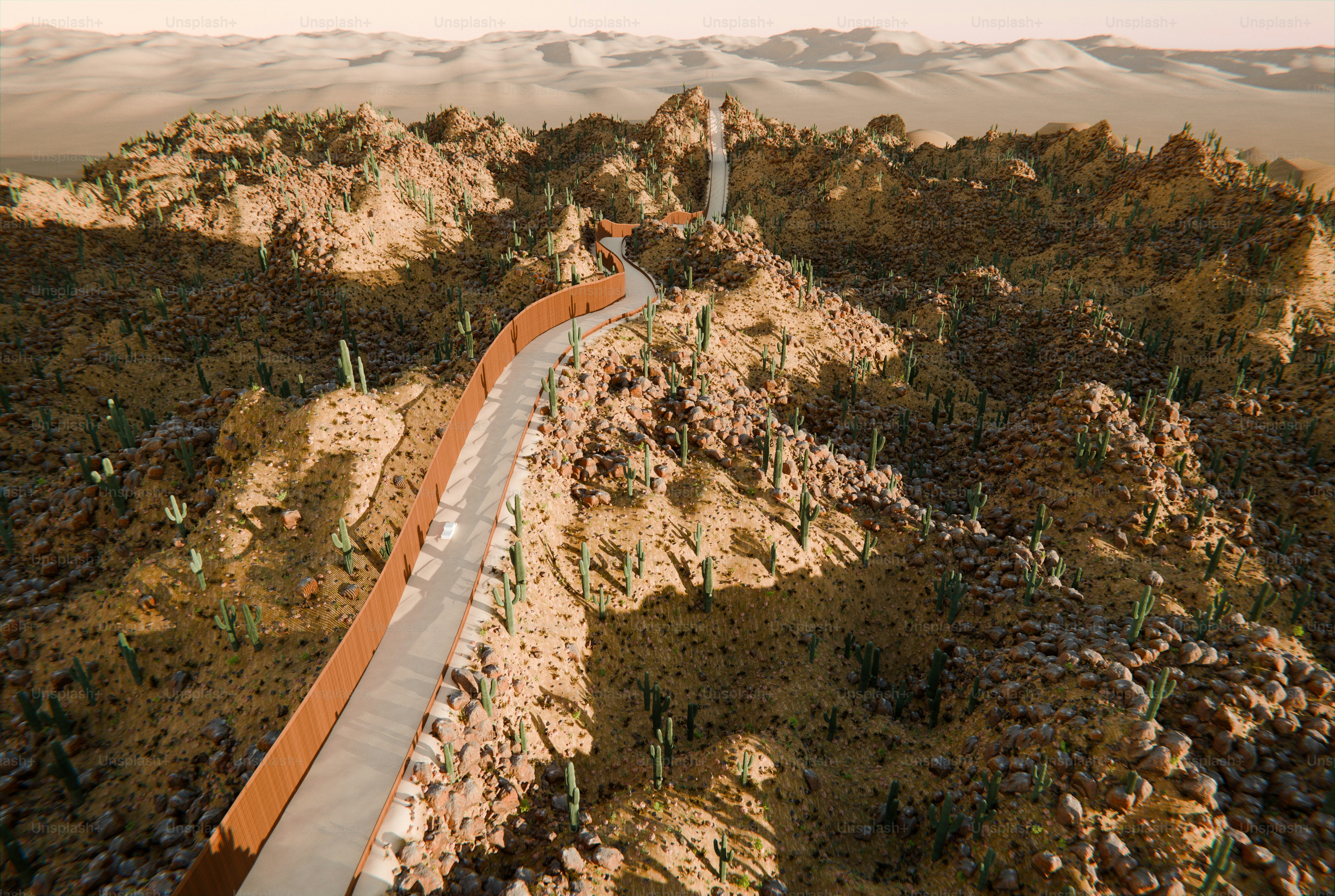 Winding path through rocky desert - Photo on Unsplash+
