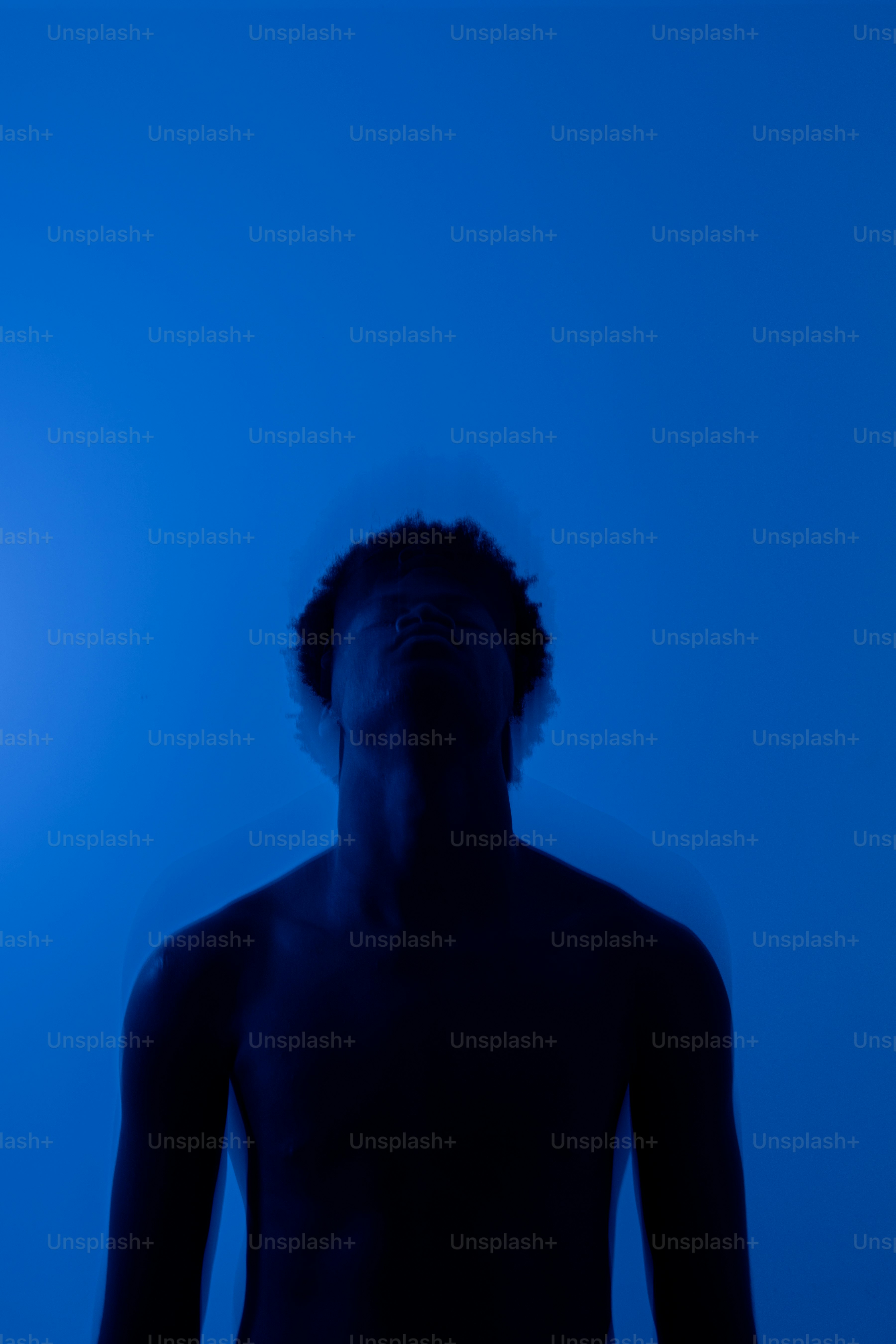 Person in silhouette against blue light - Photo on Unsplash+