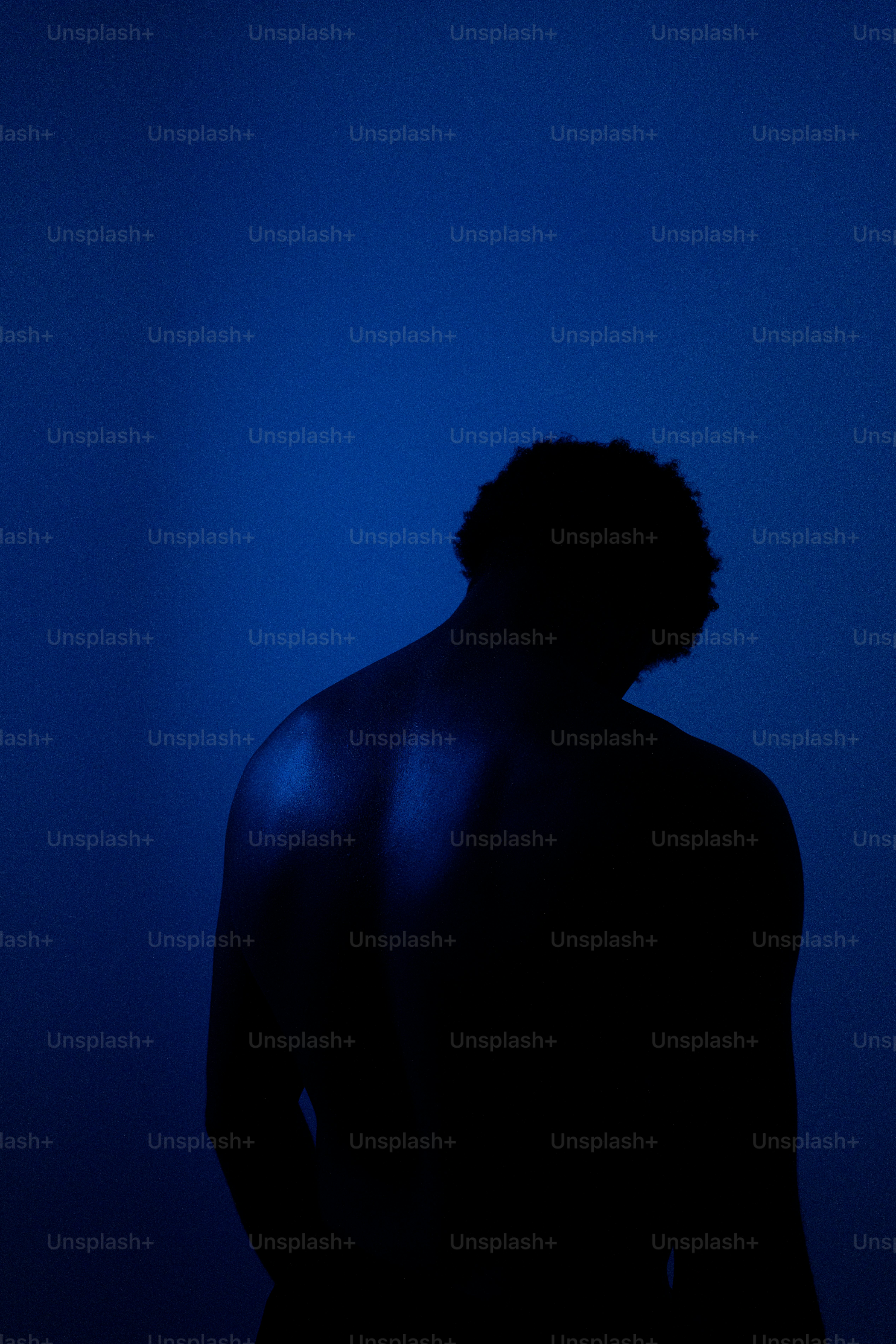 Blurry silhouette of person in blue light - Photo on Unsplash+