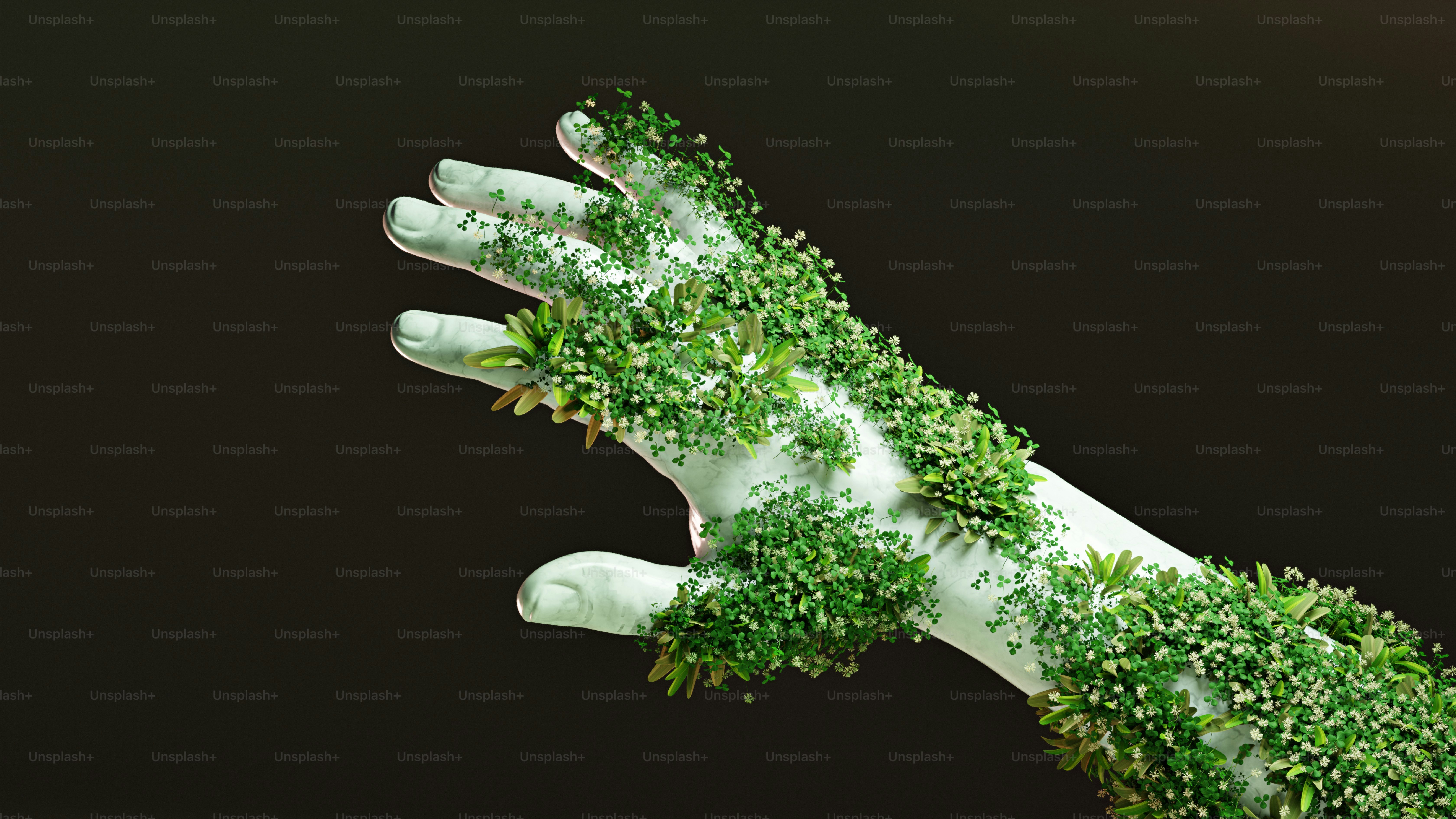 Marble torso sculpture with moss - Photo on Unsplash+