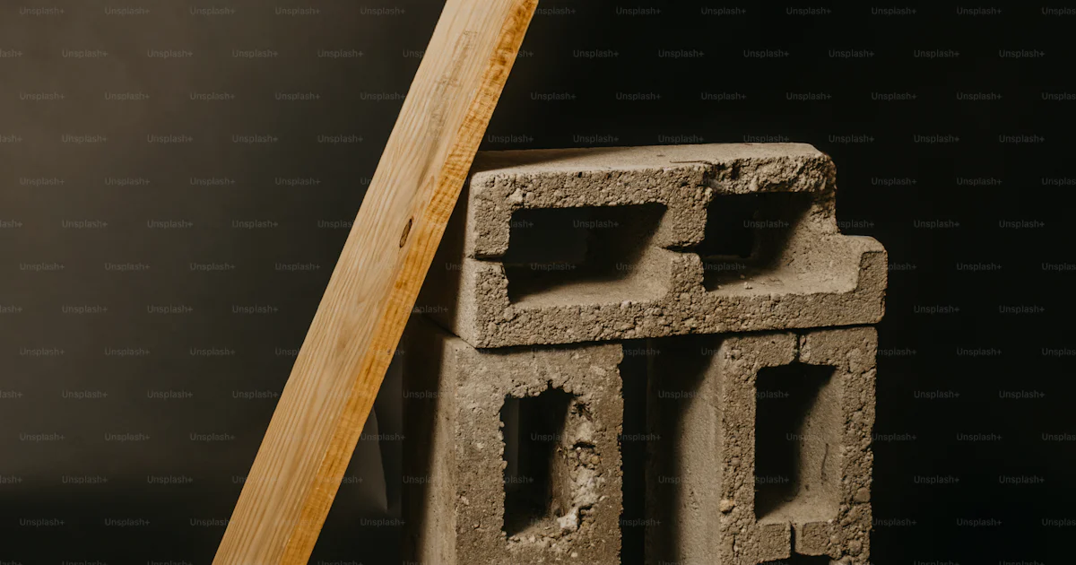 Block Graph Industries Wooden plank leaning on concrete blocks - Photo on Unsplash+