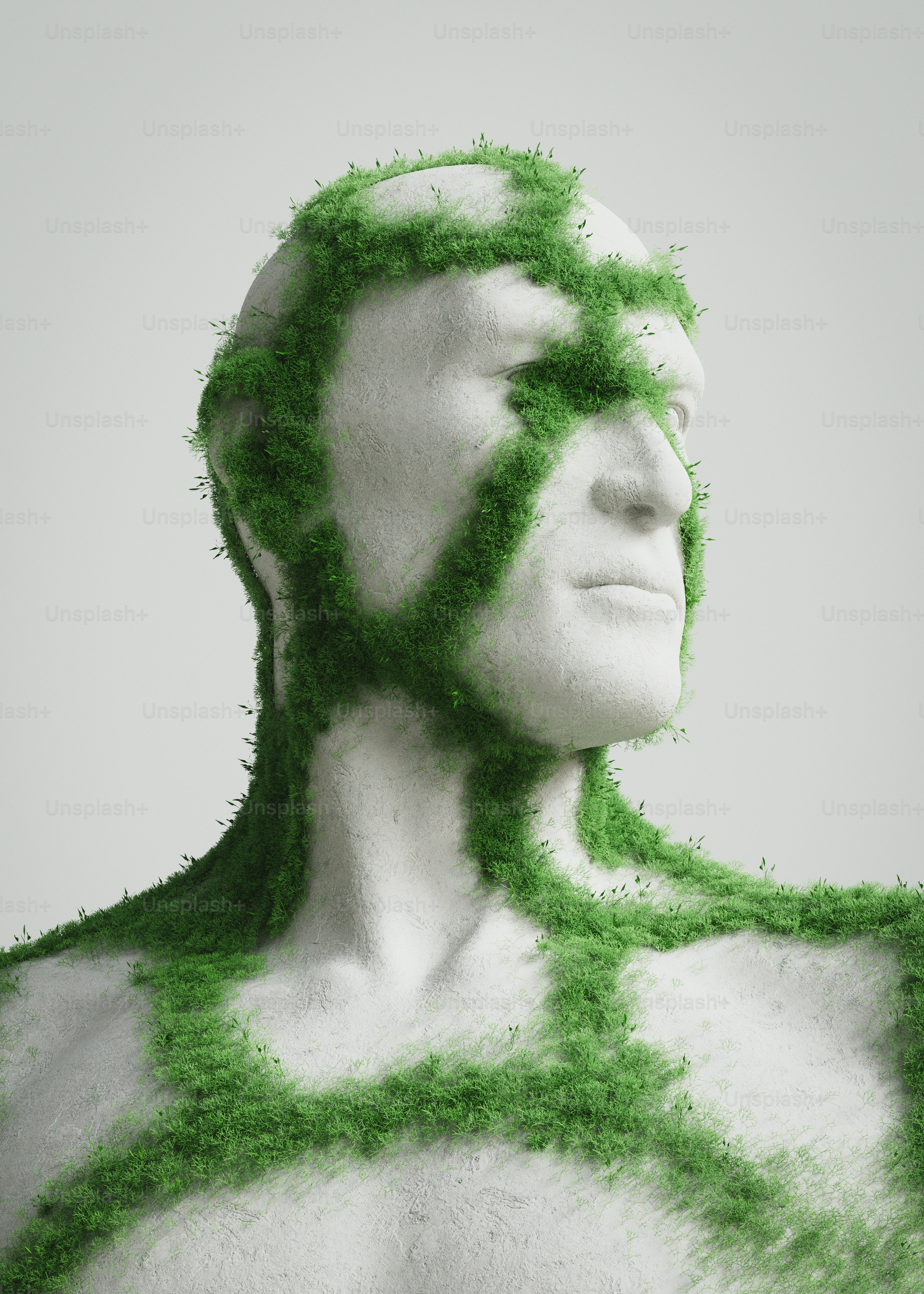 Human torso covered in green moss - Photo on Unsplash+