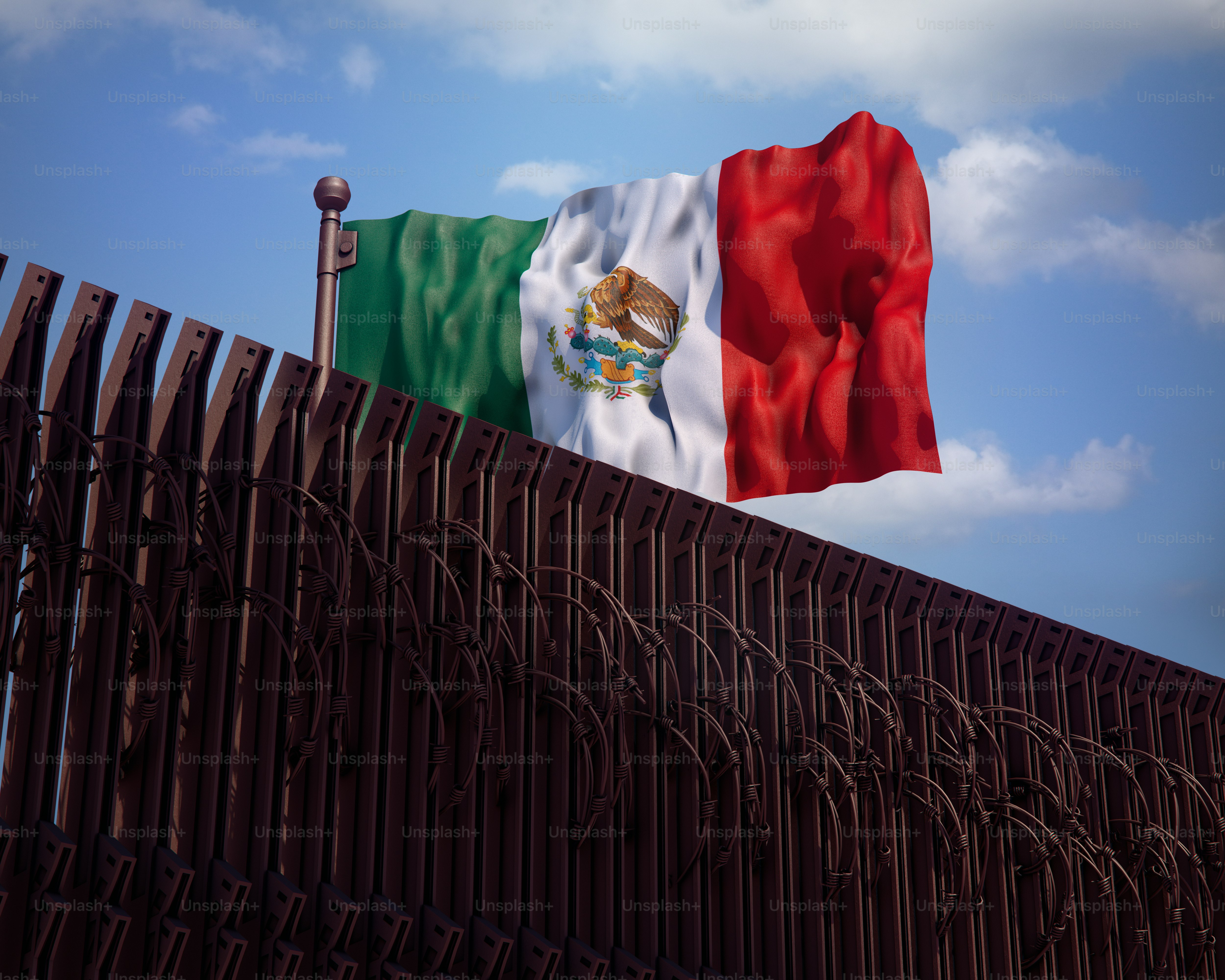Mexican flag at border crossing - Photo on Unsplash+