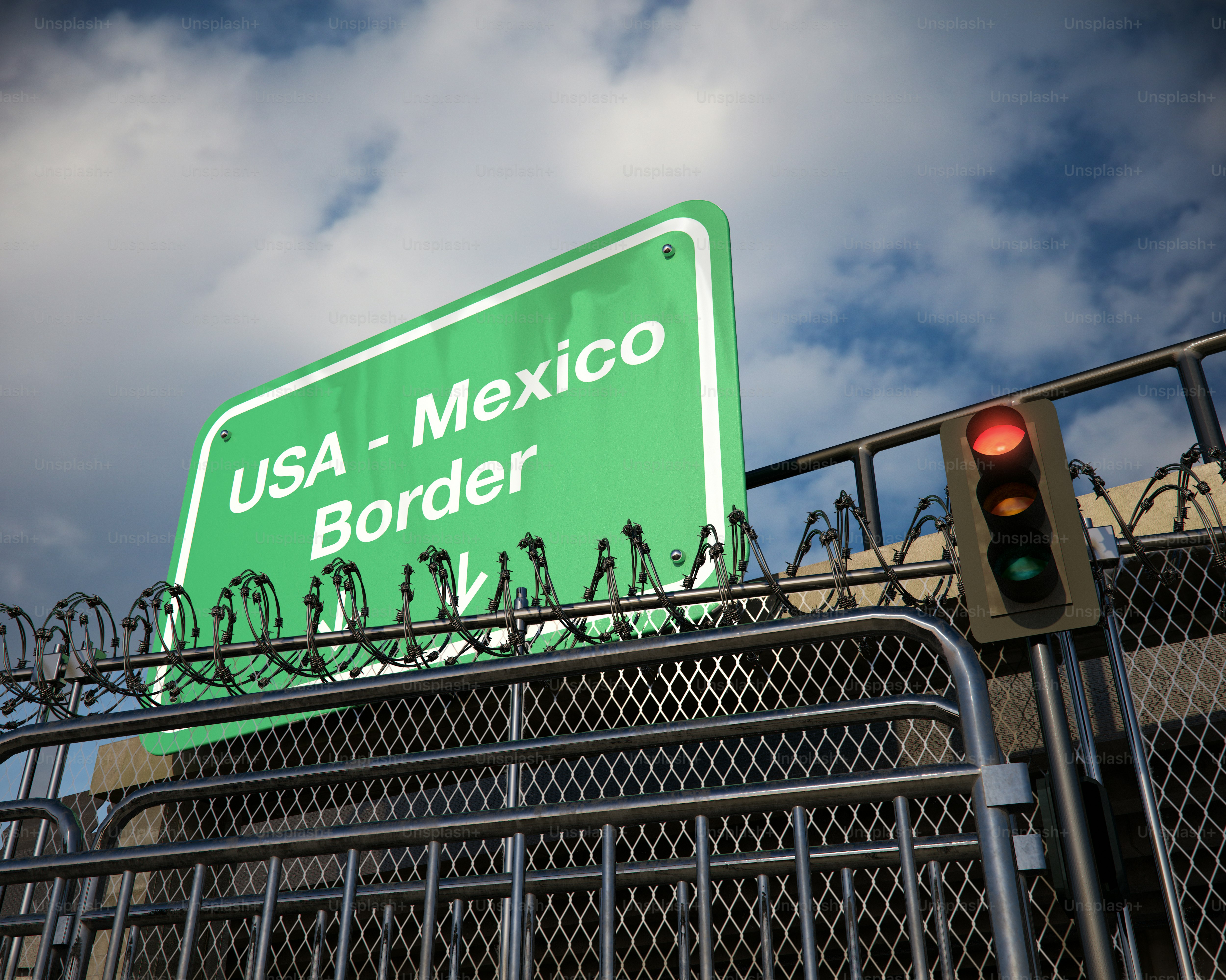 Cartelera y valla de la frontera entre EE. UU. y México - Foto en Unsplash+