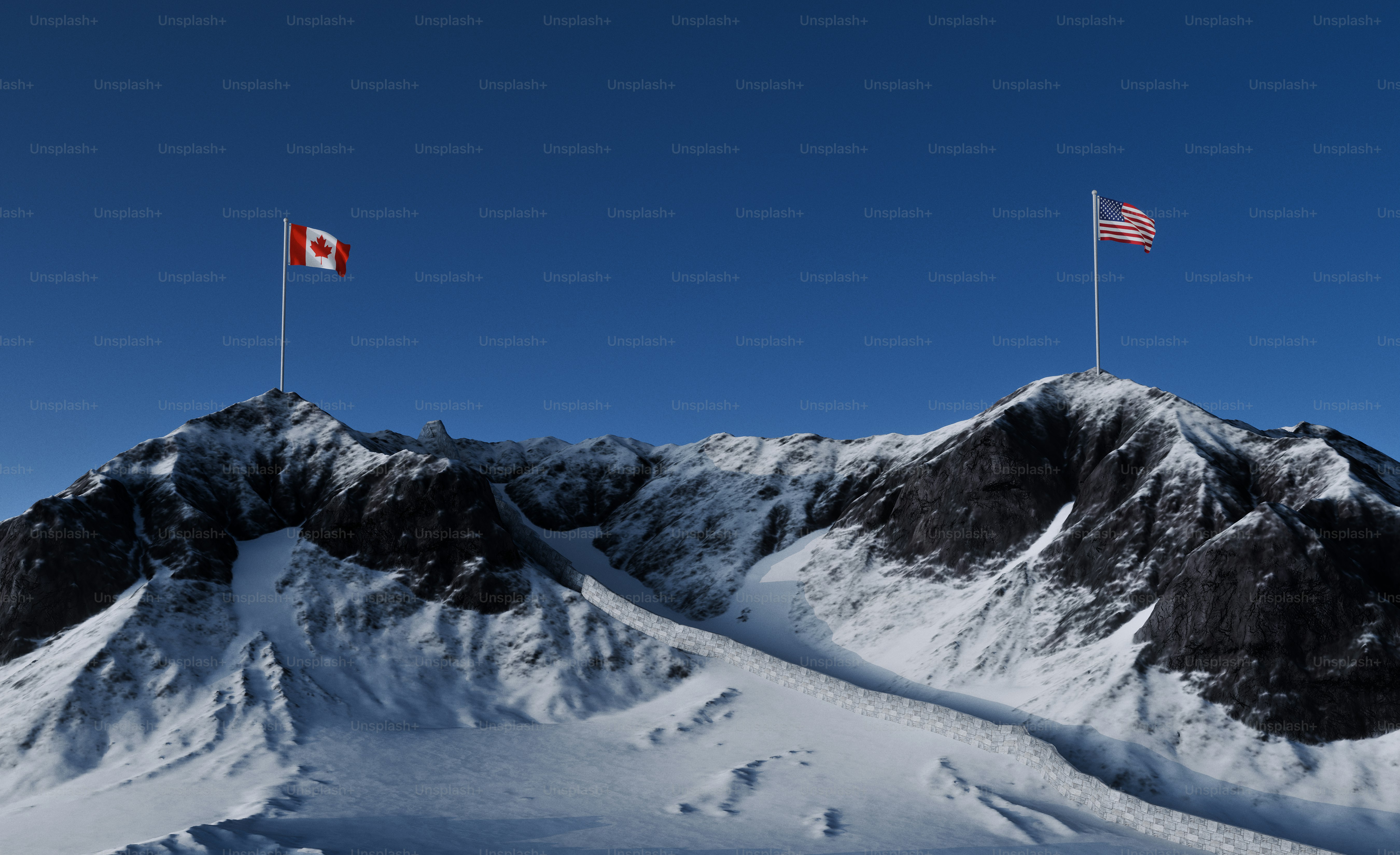 River between rocky cliffs with flags - Photo on Unsplash+