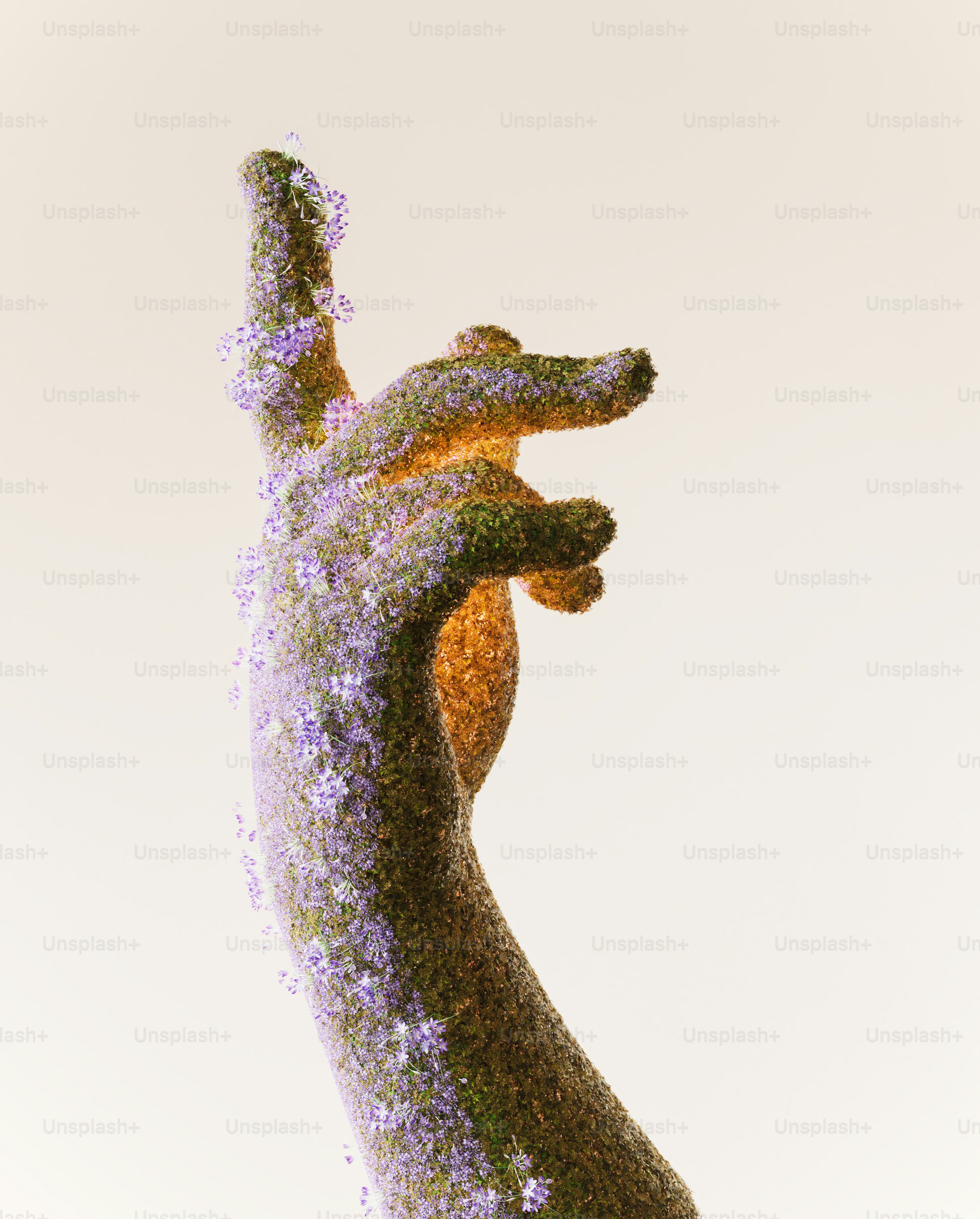 Hand sculpture with moss and flowers - Photo on Unsplash+