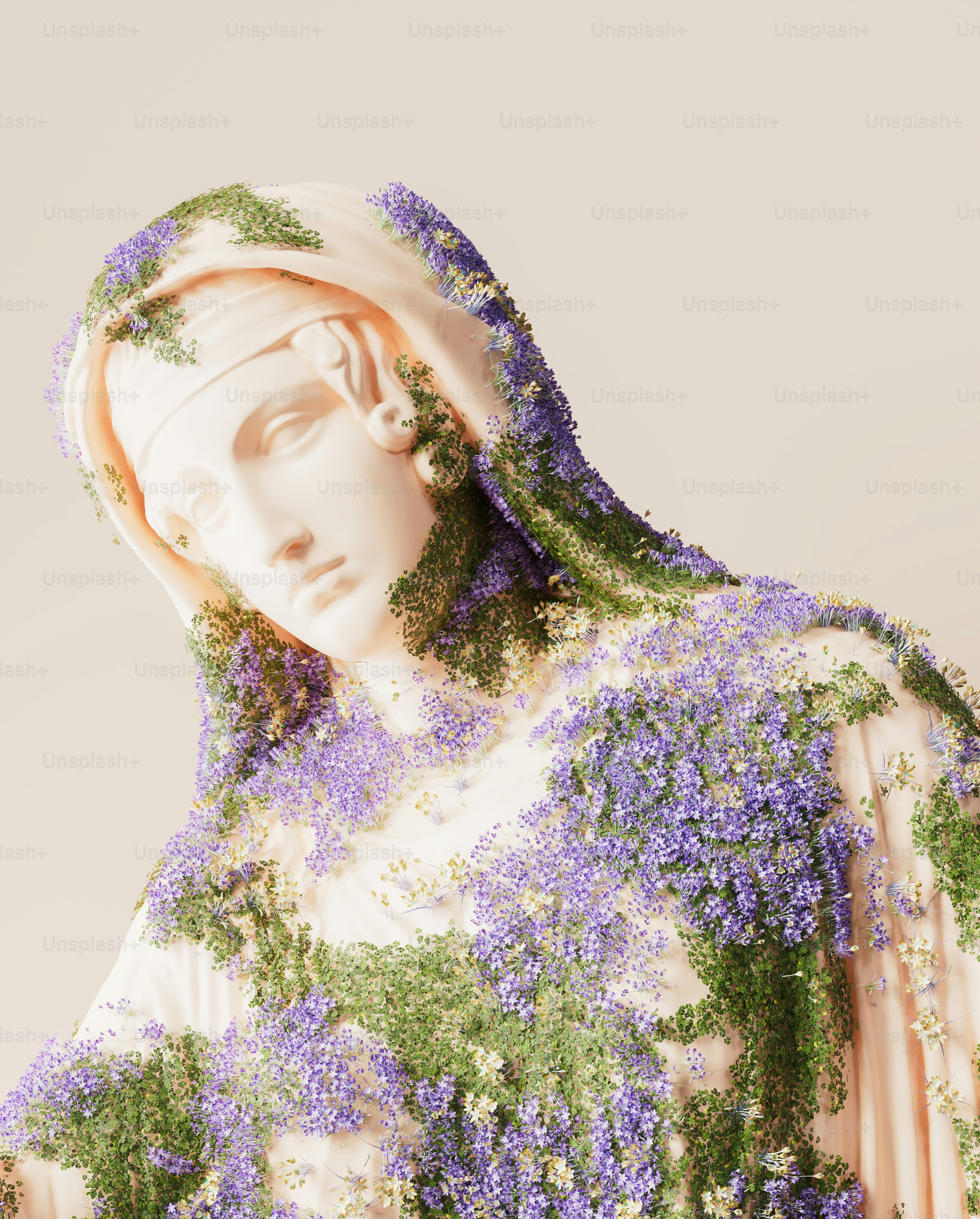 Hand sculpture with moss and flowers - Photo on Unsplash+