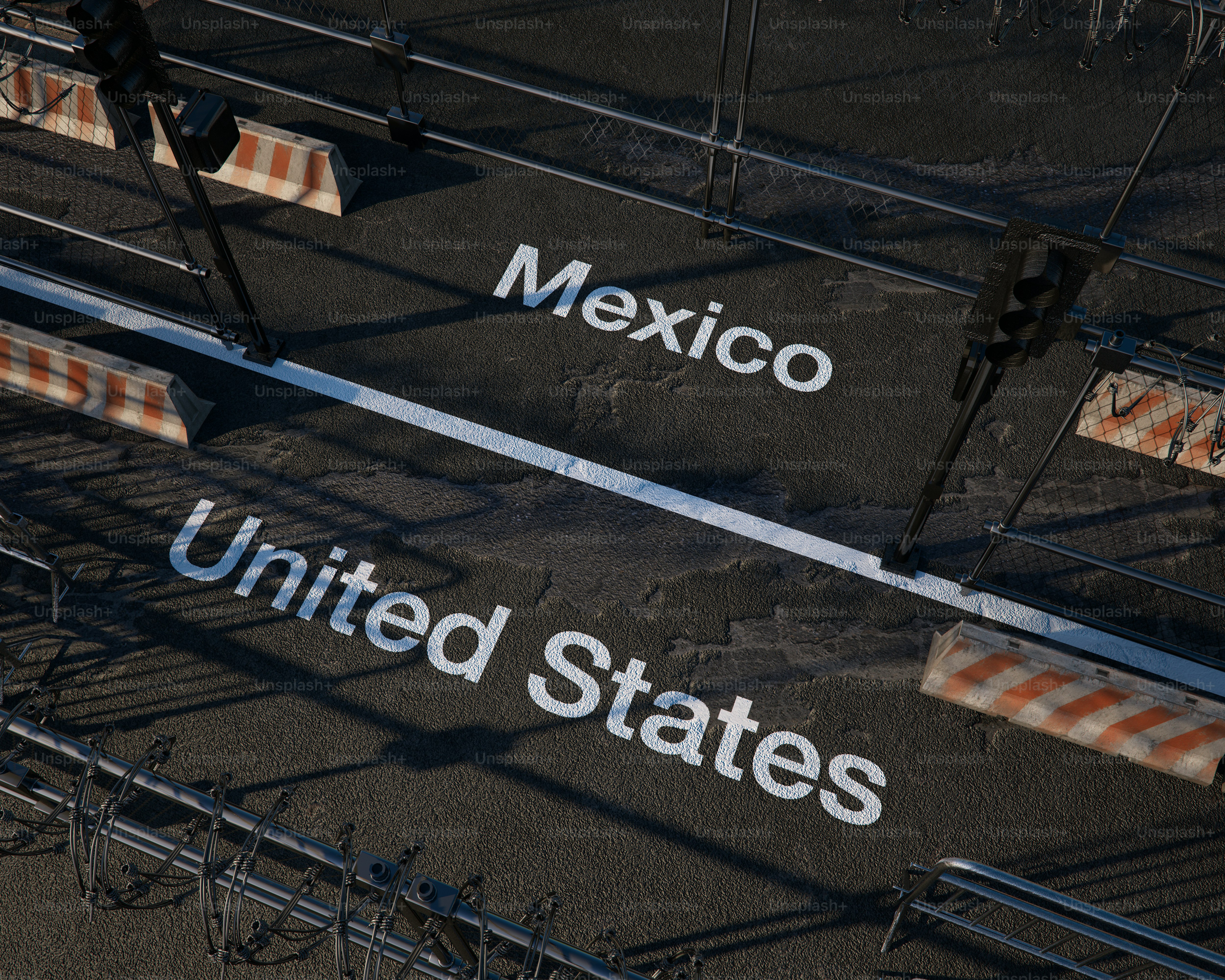 Mexico border sign with barbed fence - Photo on Unsplash+