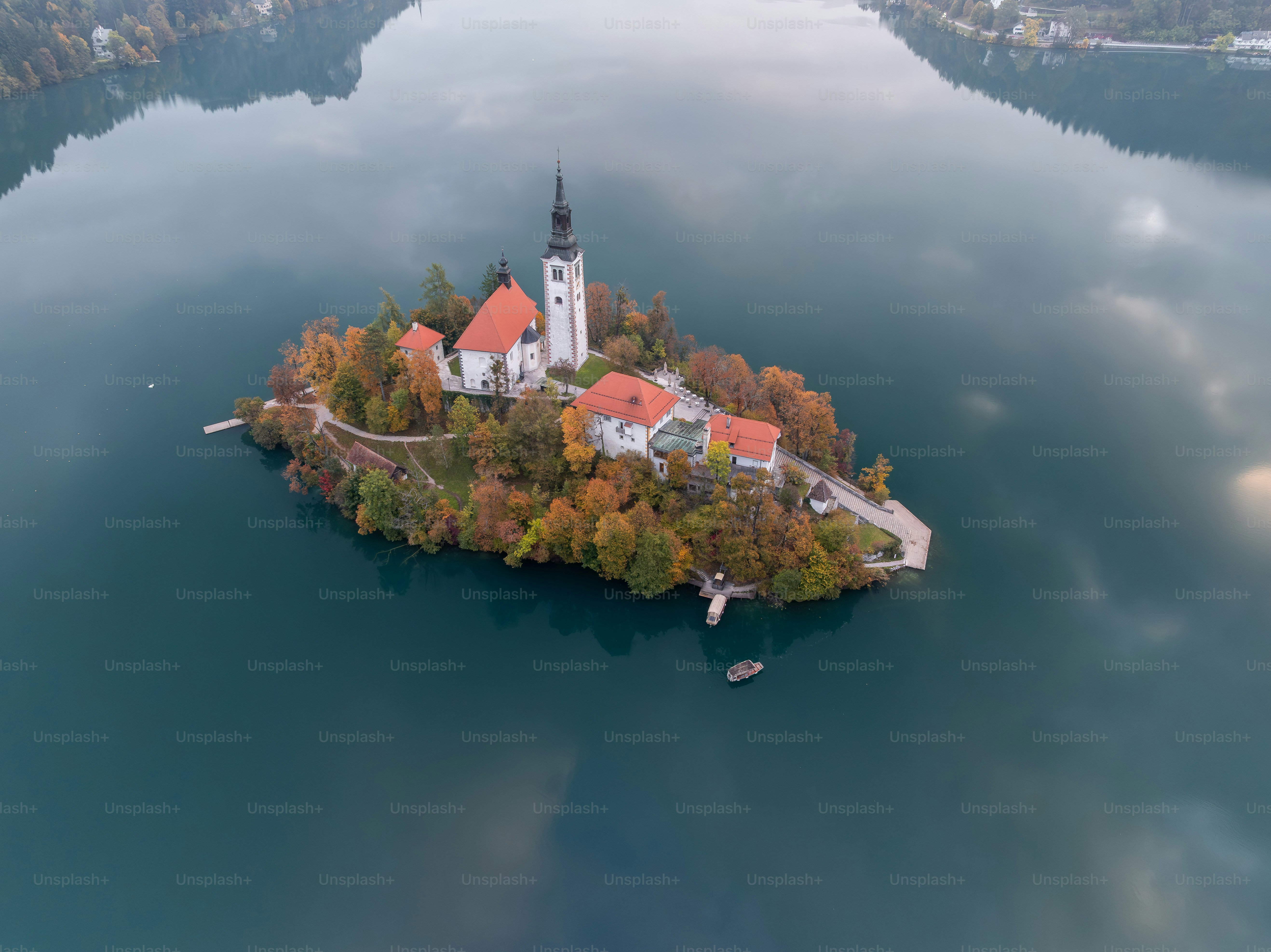 Bled Island church in autumn Slovenia - Photo on Unsplash+