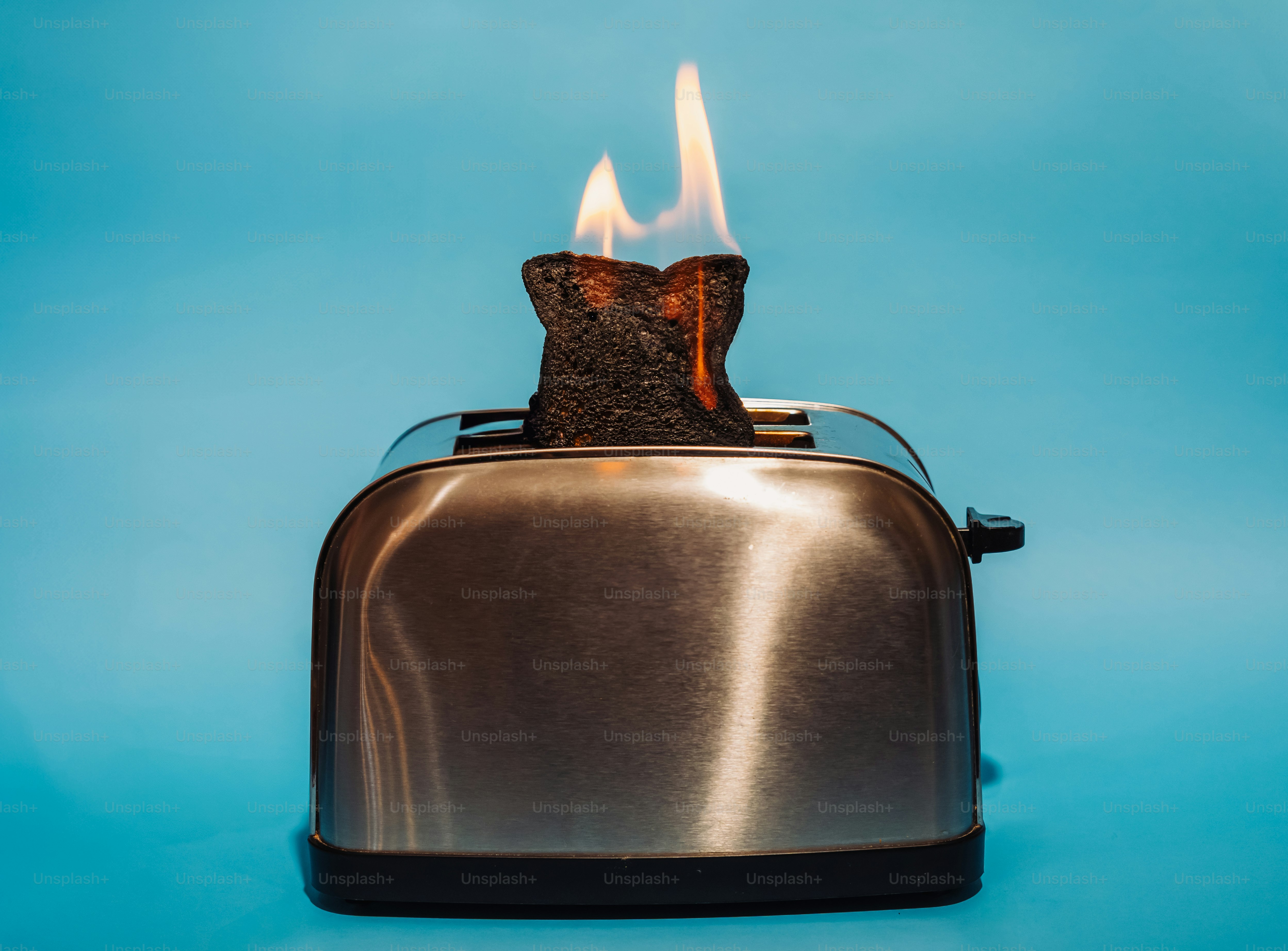 Burnt toast in metal toaster - Photo on Unsplash+