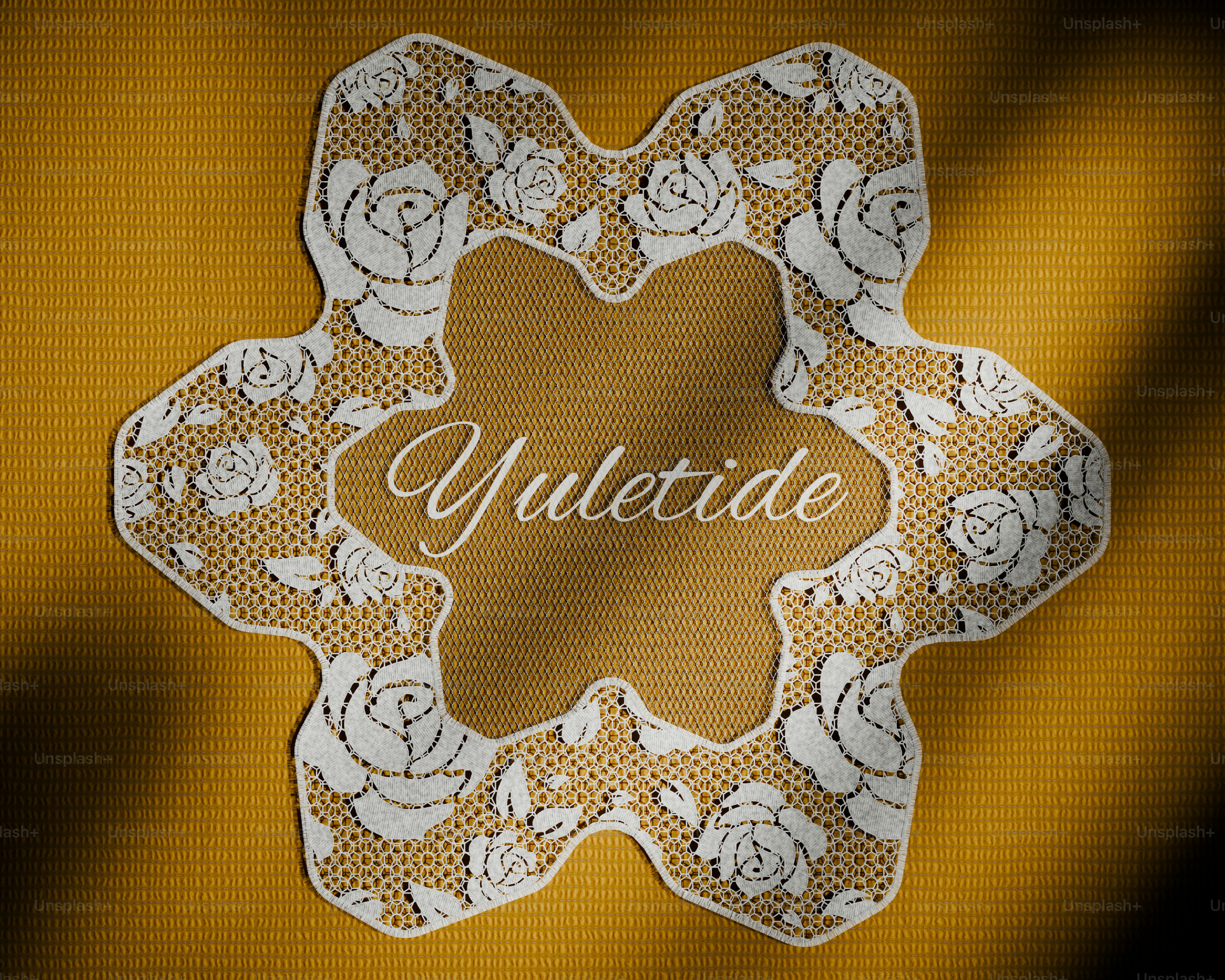 Flower lace doily with holiday text - Photo on Unsplash+