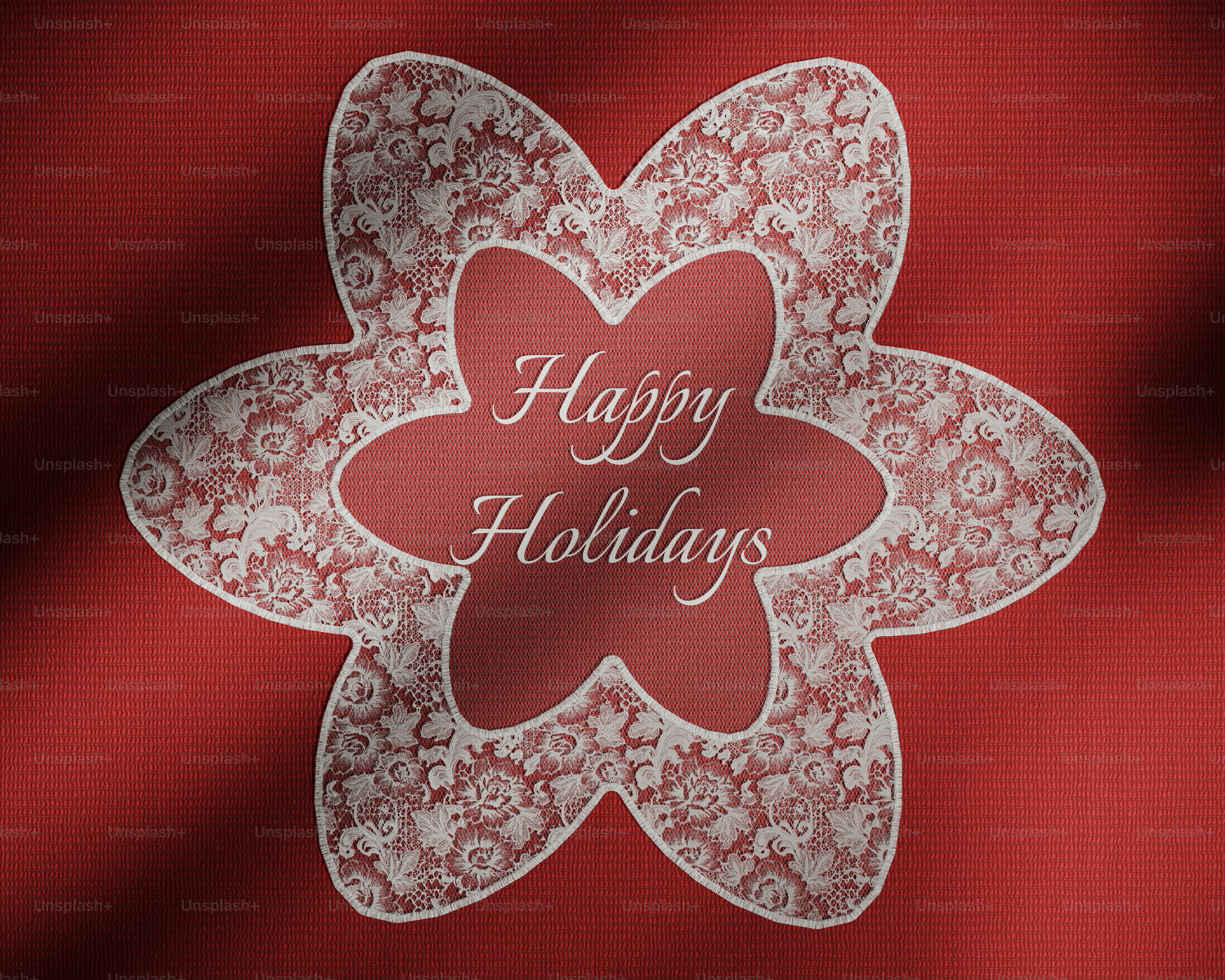 Flower lace doily with holiday text - Photo on Unsplash+