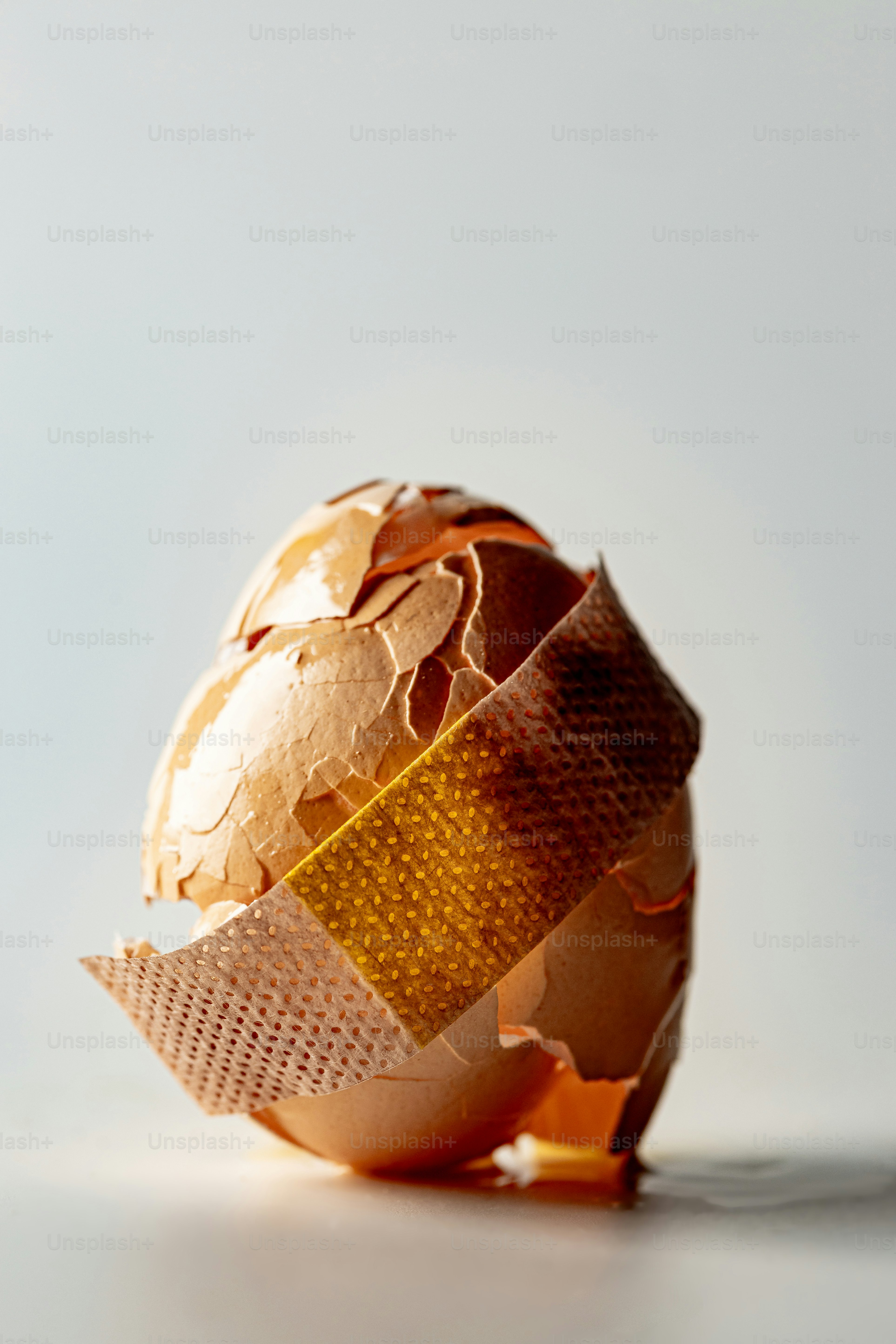 Wooden mallet crushing brown egg - Photo on Unsplash+
