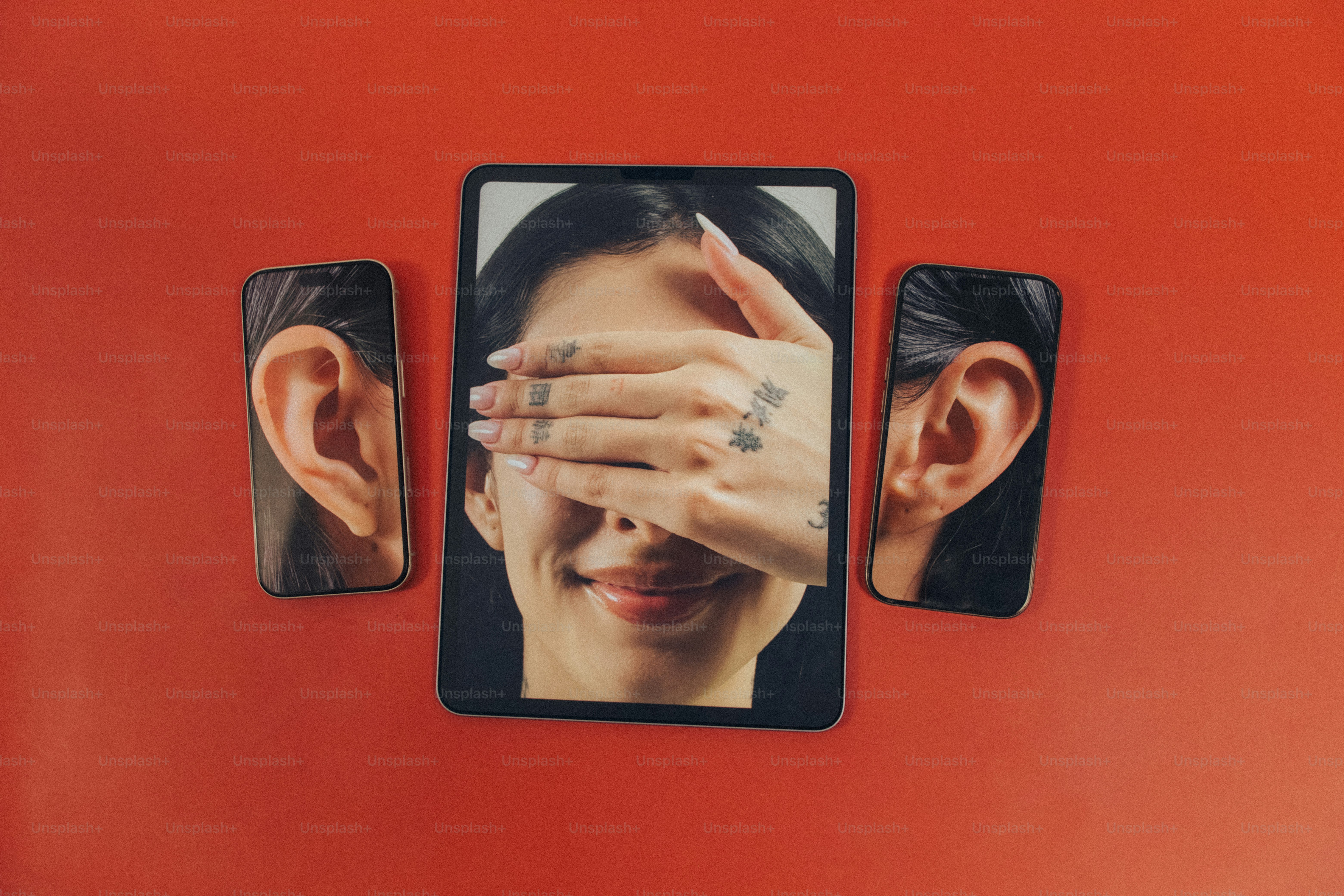 Tablet and smartphones with face imagery - Photo on Unsplash+