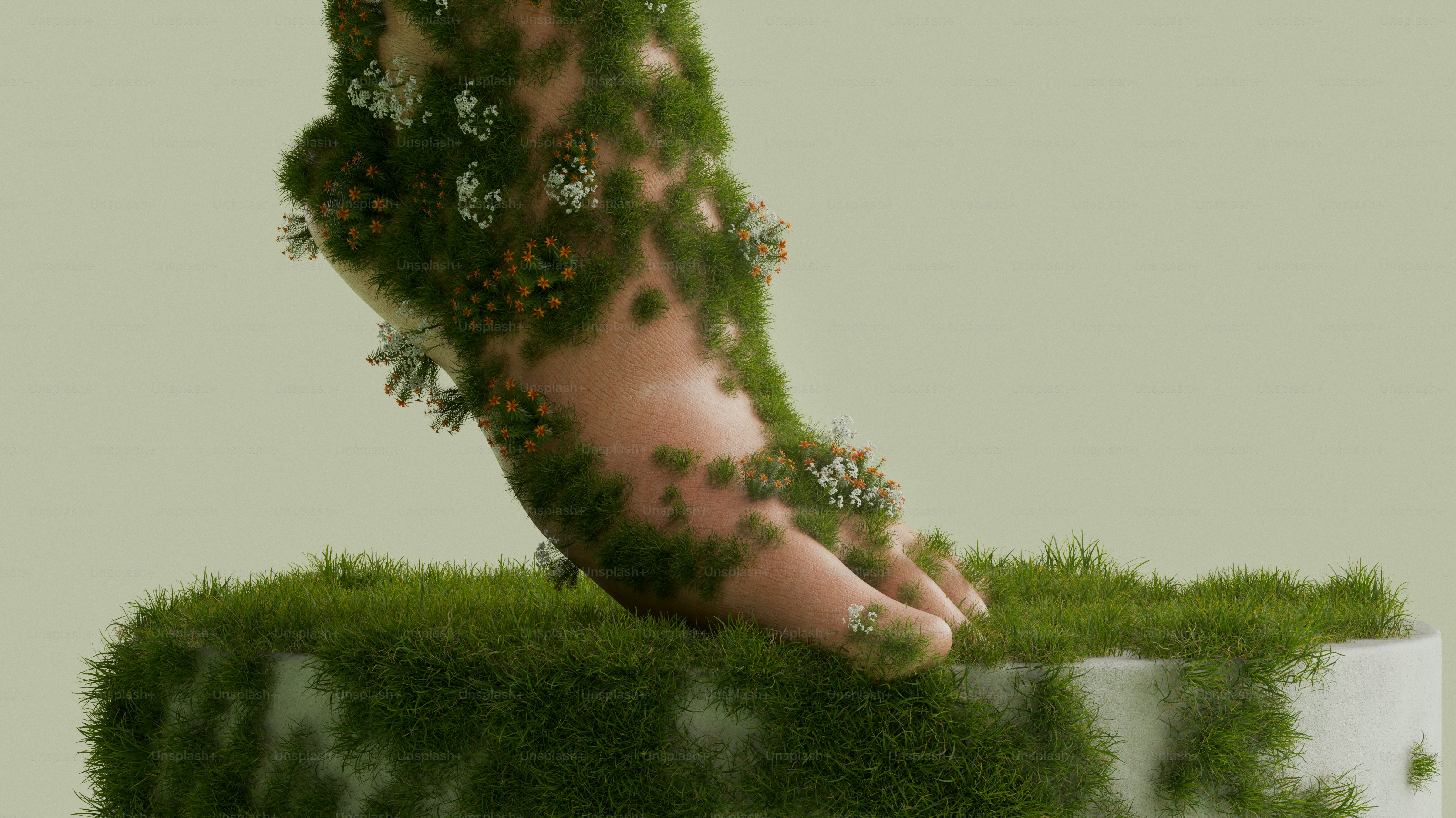 Human foot covered in grass - Photo on Unsplash+