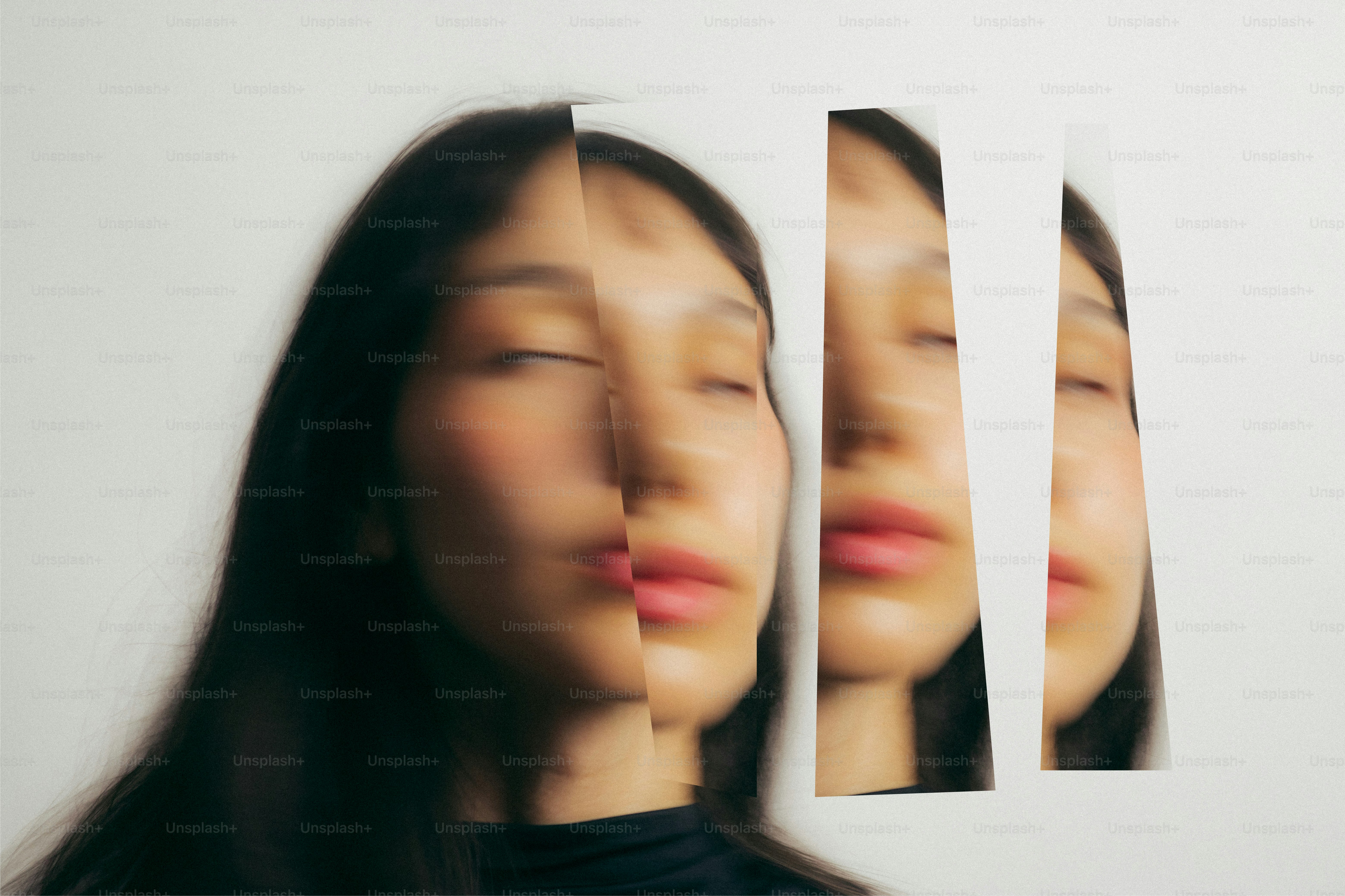 Woman in fragmented double exposure portrait - Photo on Unsplash+