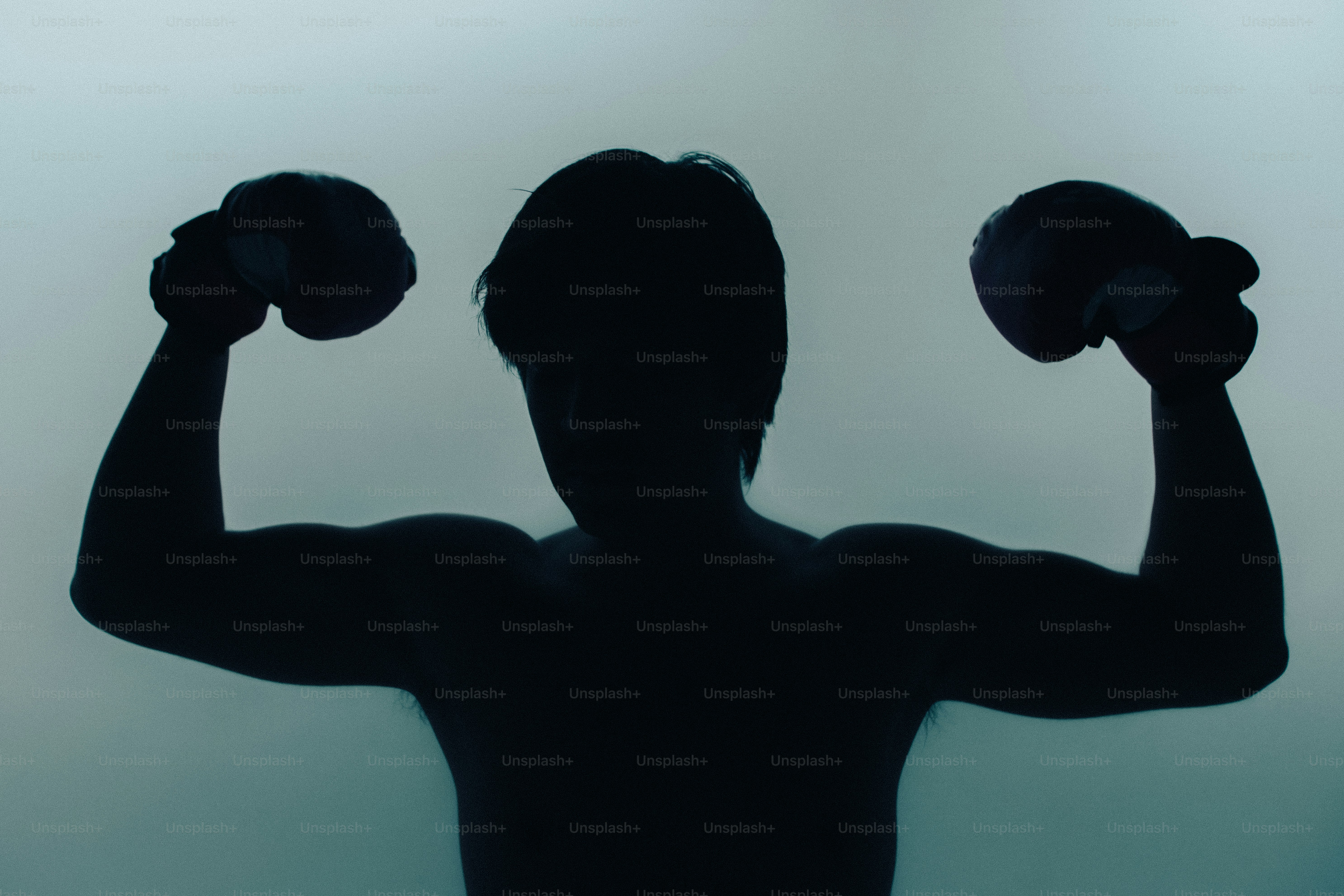 Silhouette of person wearing boxing gloves - Photo on Unsplash+