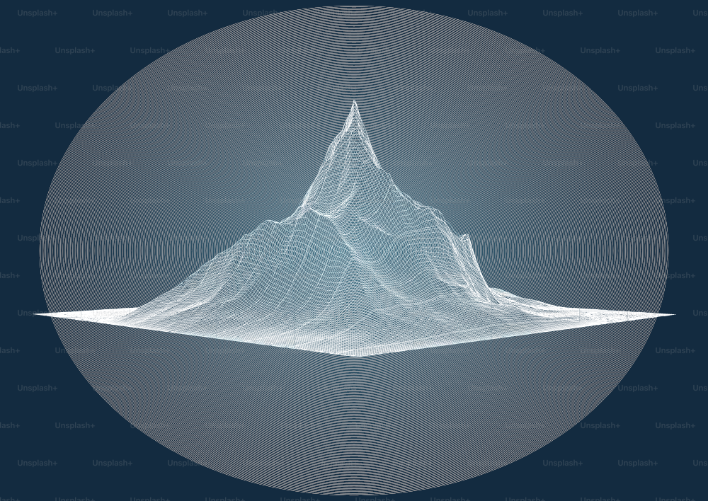 Abstract mountain landscape in a detailed wireframe landscape design