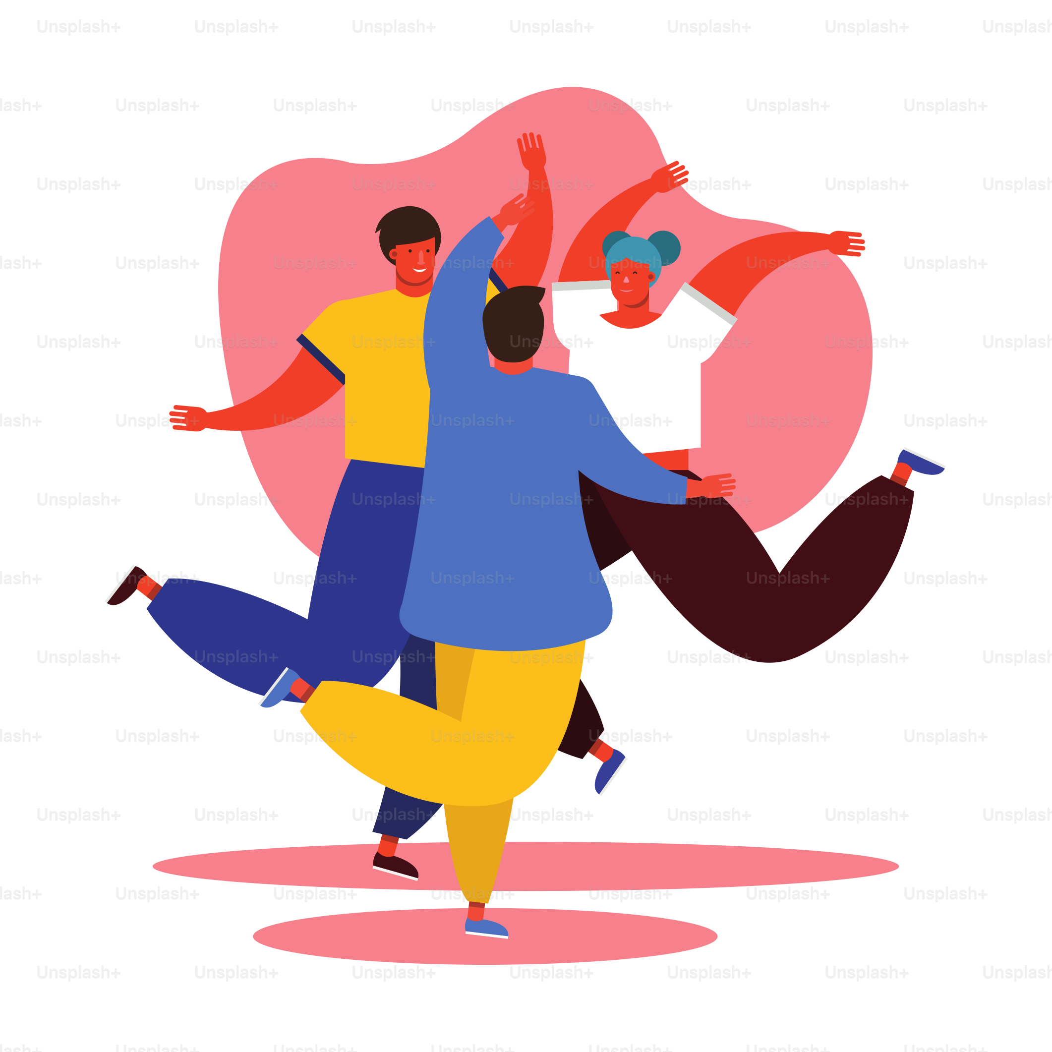 friendship day celebration with young people characters vector illustration design